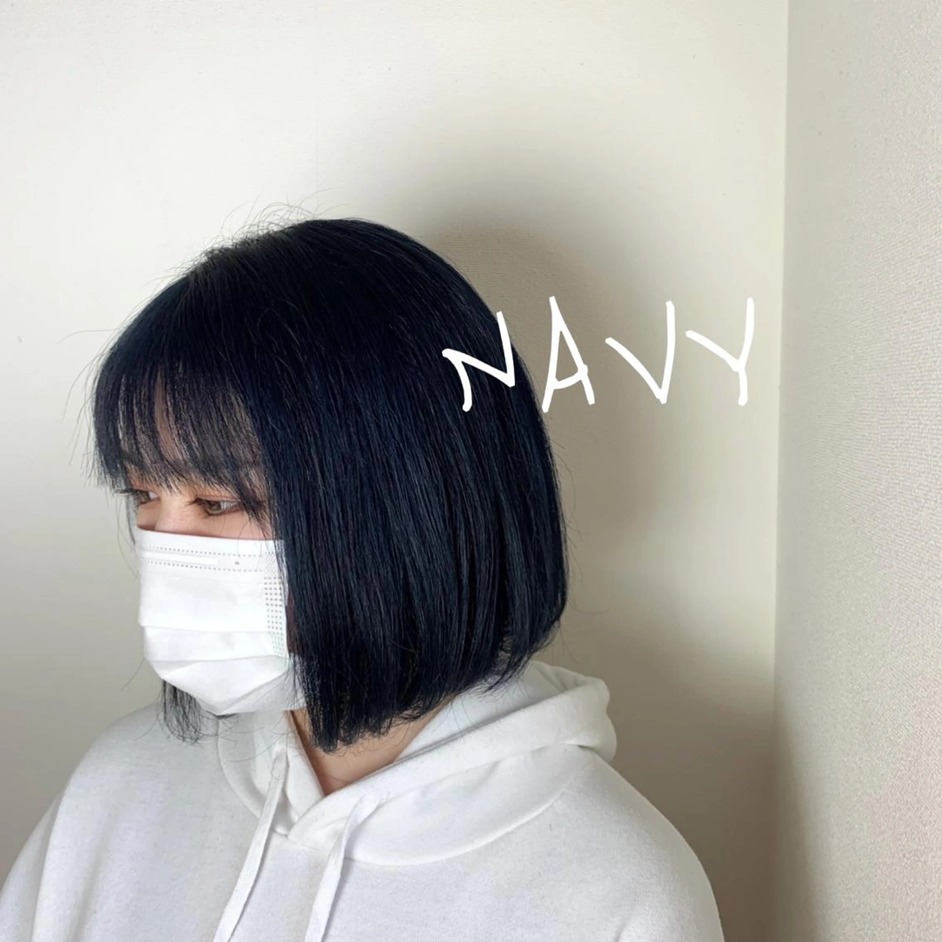 ショート カラー ブリーチ ネイビーカラー カット ヘアカラー ボブウルフ／ボブ Satsuki【名駅のヘアスタイル