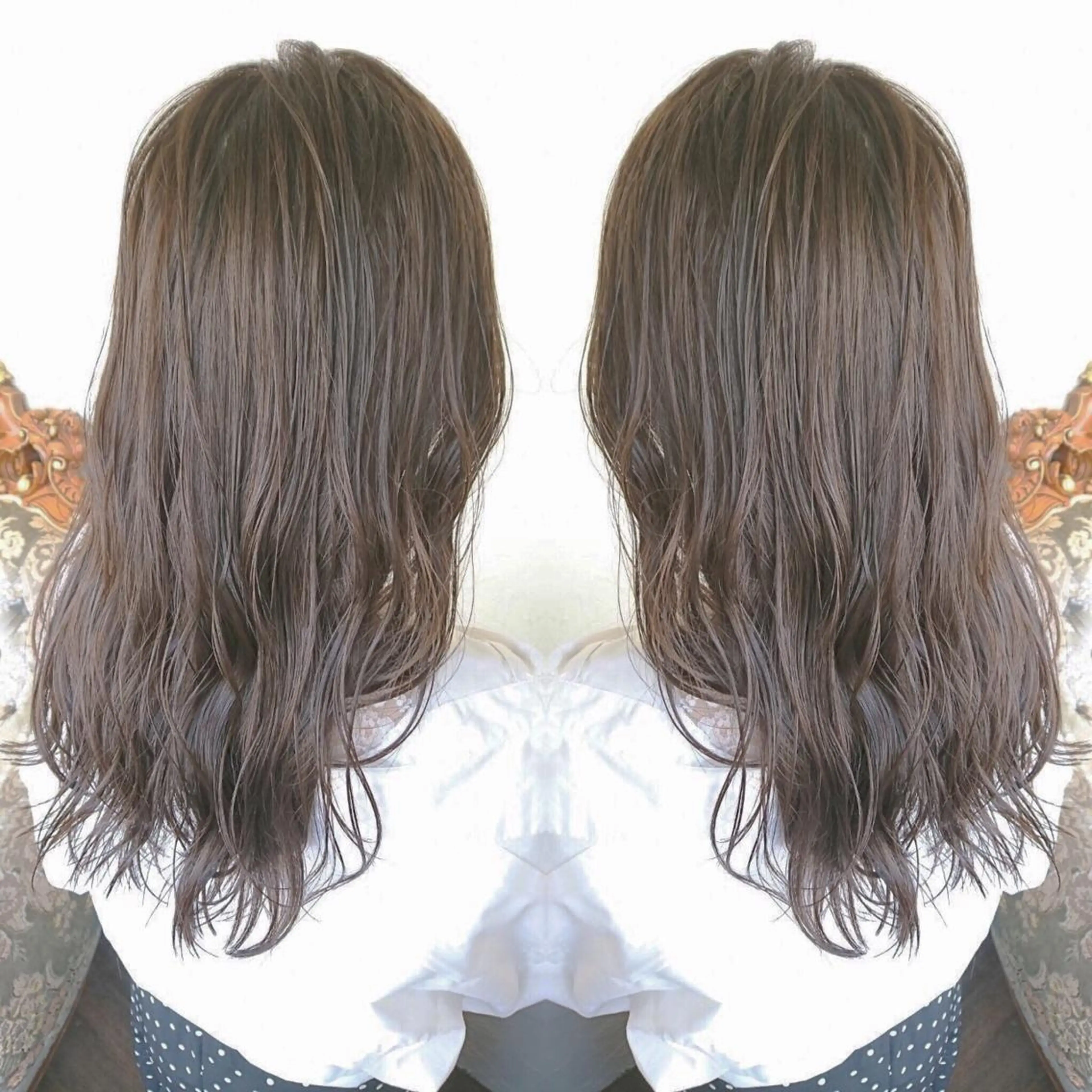 セミロング カラー パーマ ヘアアレンジ グレージュ エグチ アキラのヘアスタイル