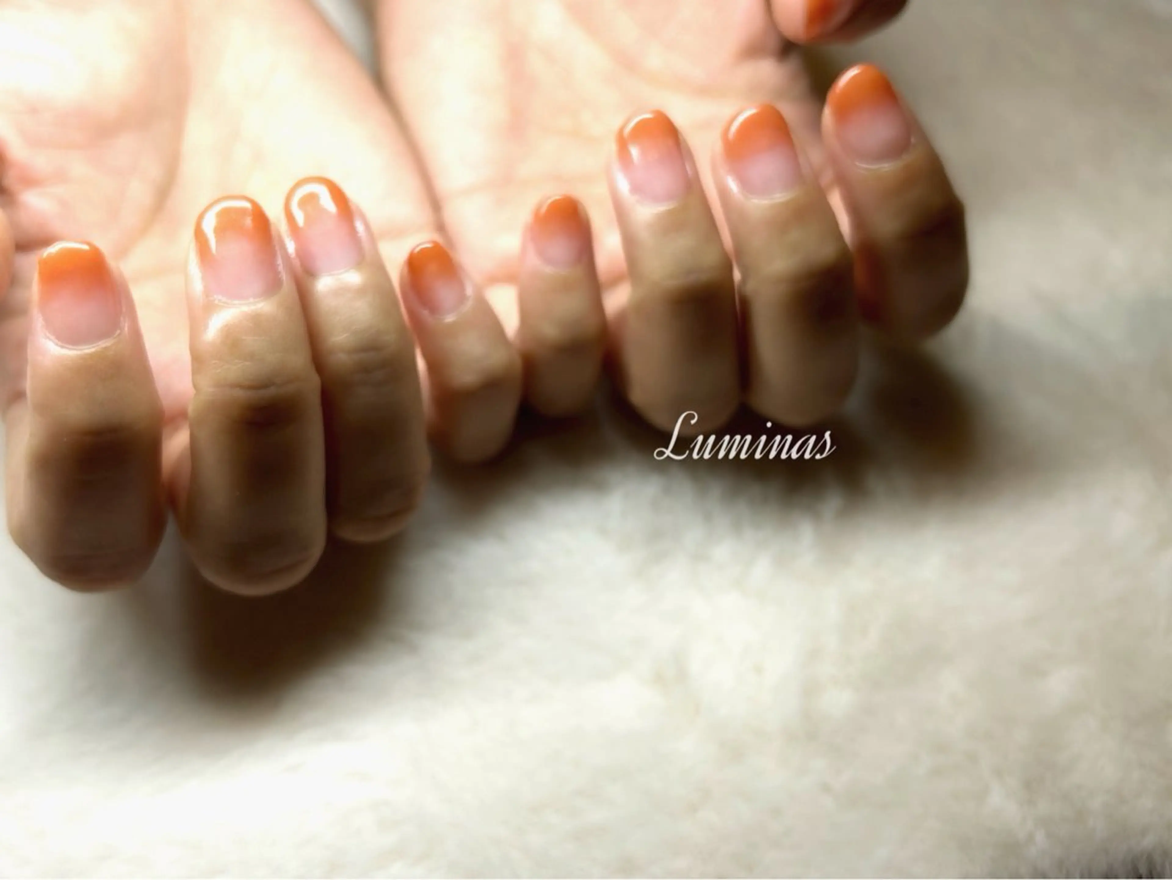 ネイル グラデーション オレンジ ハンドネイル ruffle Asukaのネイルデザイン