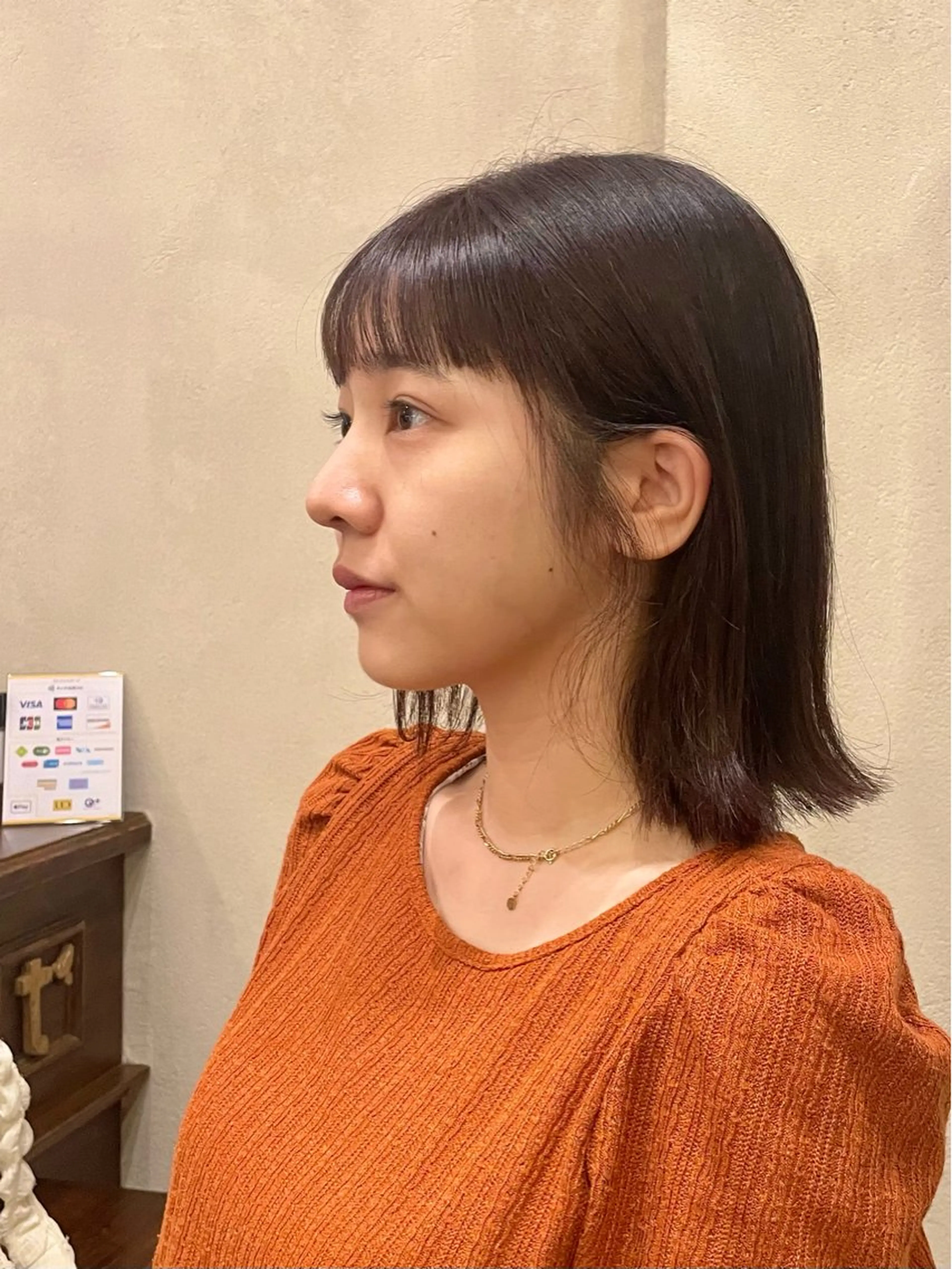 ミディアム カラー 透明感カラー ワイドバング roost 優のヘアスタイル