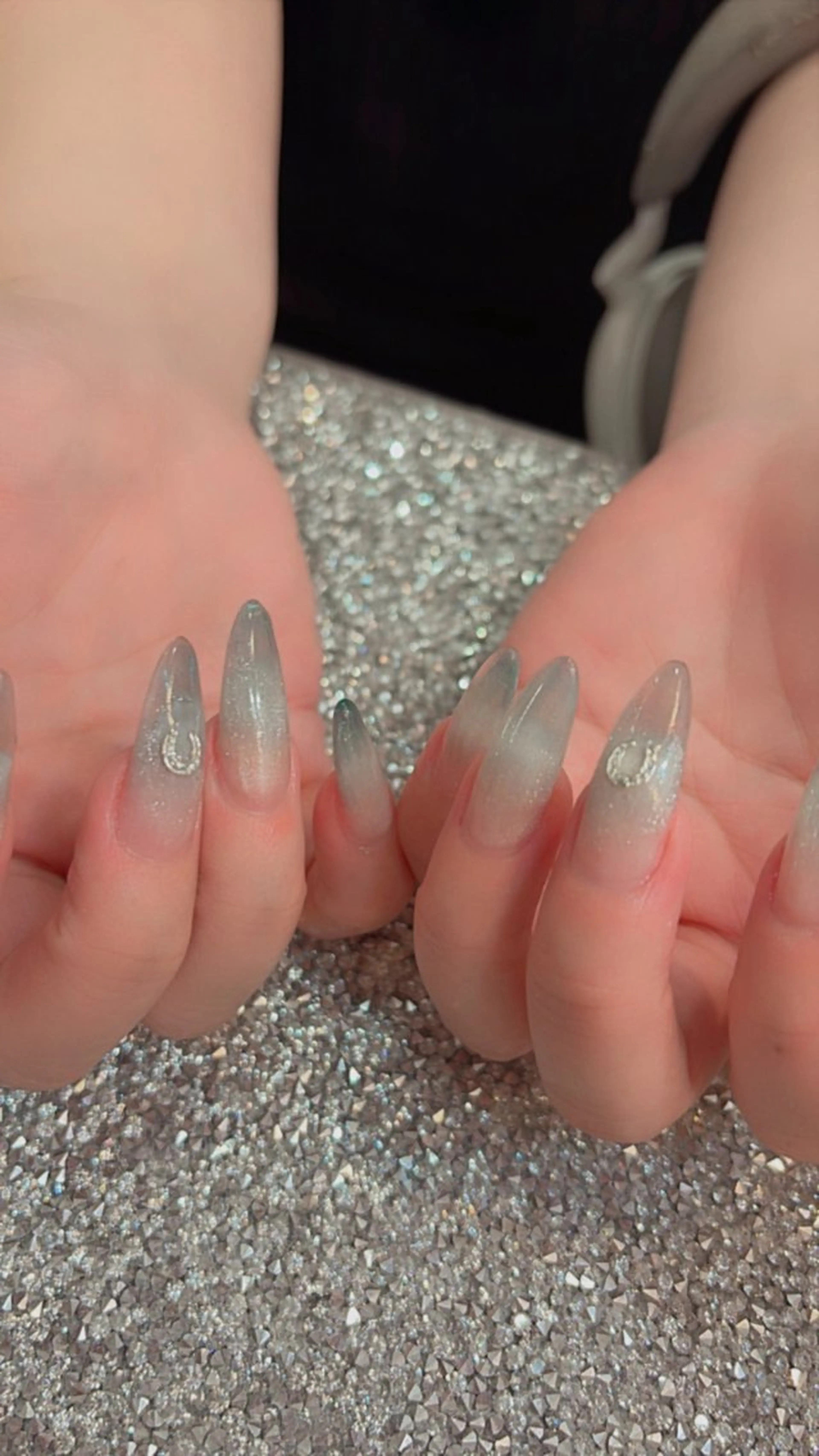 ネイル ブルー クリアネイル 長さ出し ジェルネイル ハードジェル ハンドネイル 鶴橋wooone nail.rieのネイルデザイン