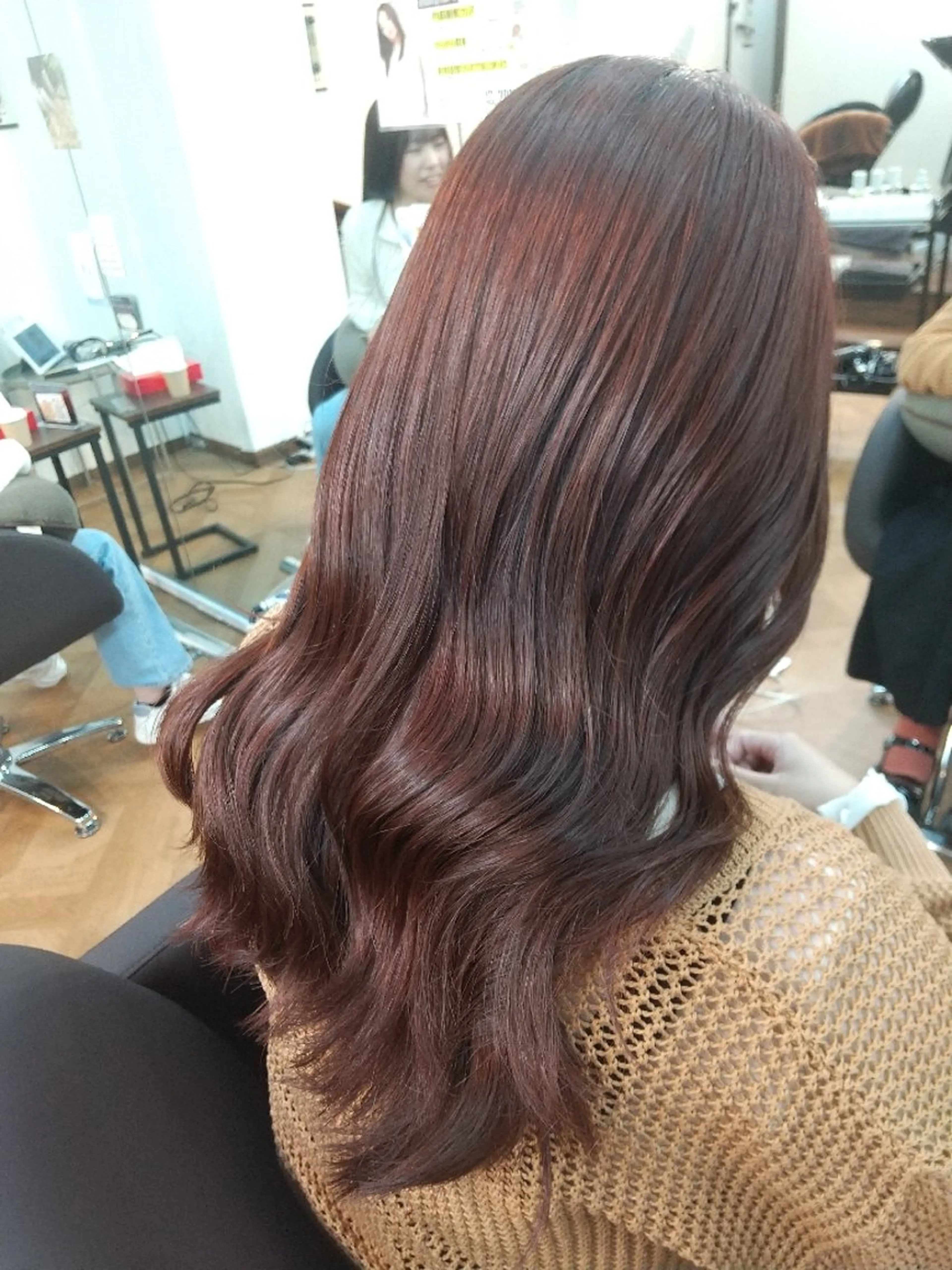 ロング カラー ブリーチ ブラウンカラー ダブルカラー ブリーチなしカラー オレンジ 久村 奈菜のヘアスタイル