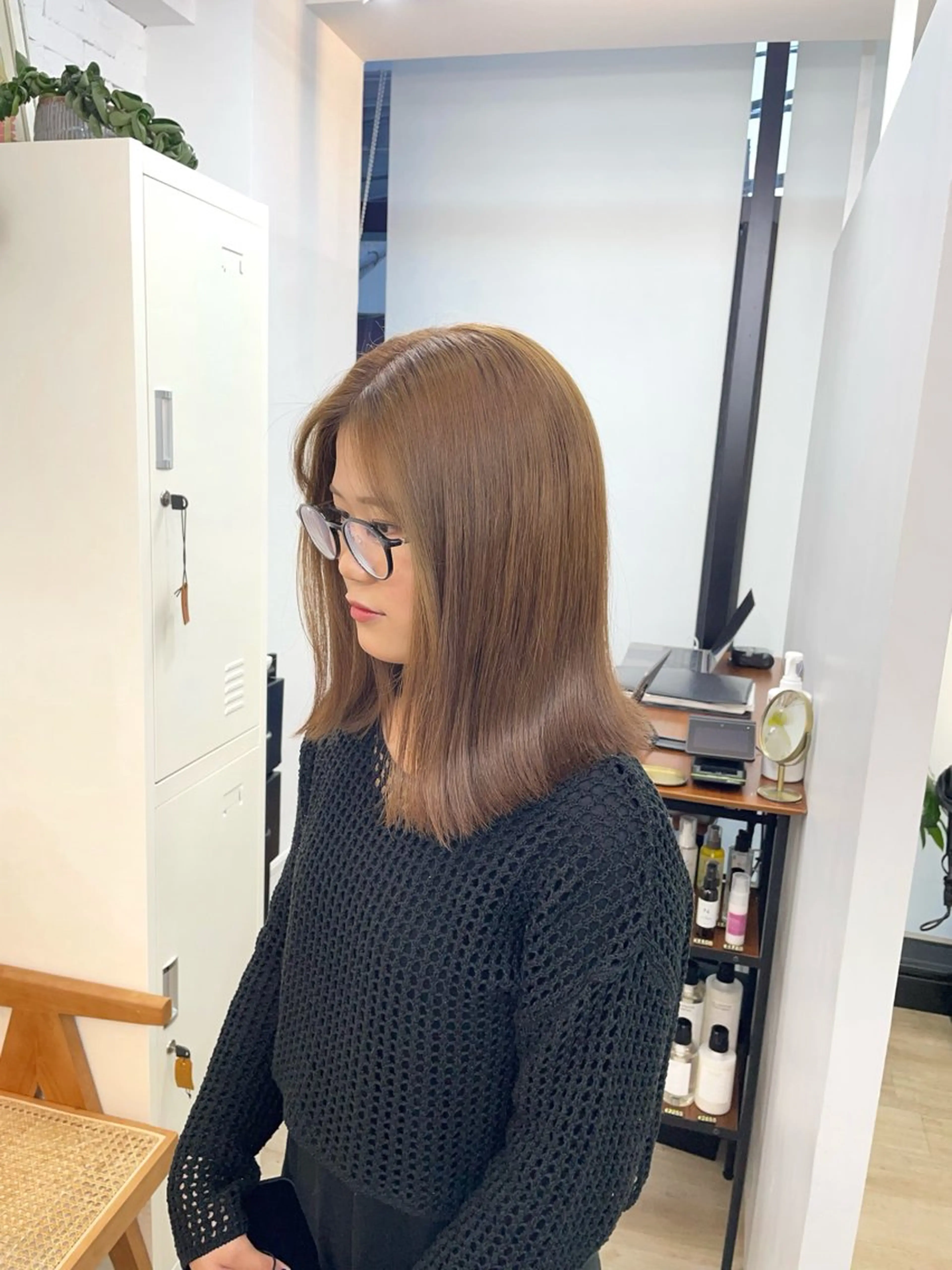 ミディアム カラー ベージュカラー ブリーチ ダブルカラー ブリーチなしカラー トリートメント カット ヘアカラー ✨髪質改善✨原宿 えのもと　はなのヘアスタイル