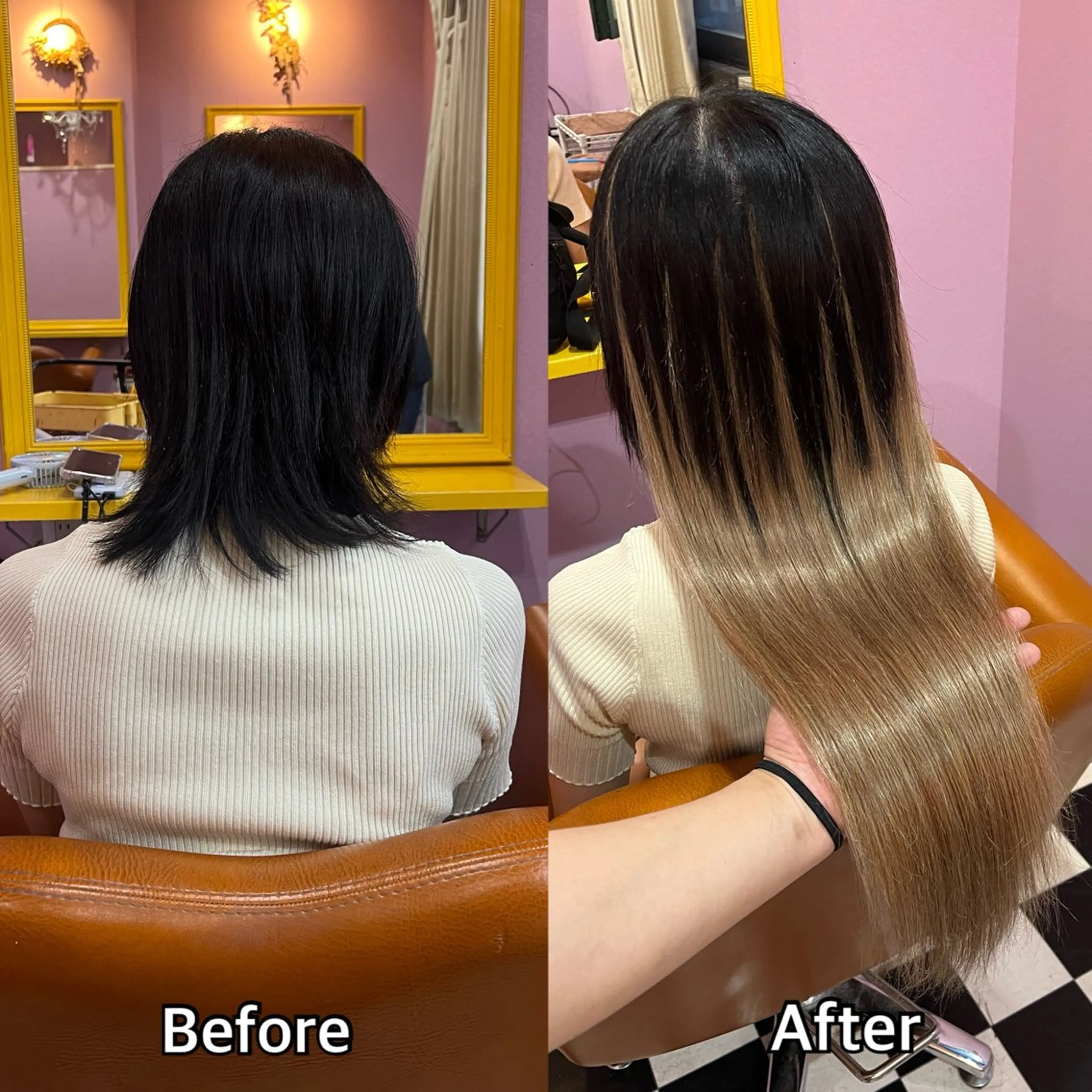 ロング シール＋ちび編み込み エクステ梅田🐨のヘアスタイル