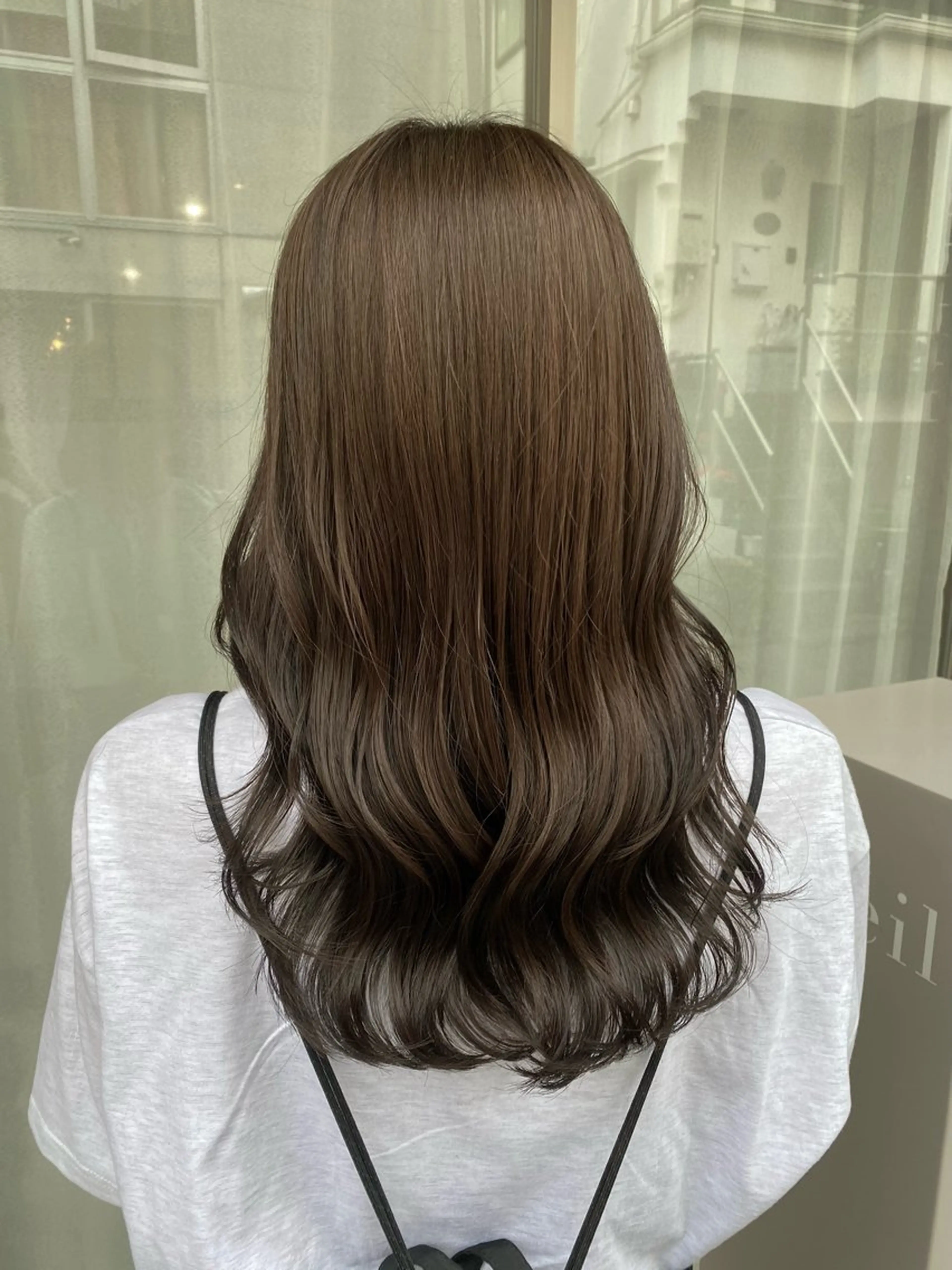 セミロング カラー ベージュカラー ミント ミントベージュ カット ヘアカラー トリートメント グレージュ/レイヤー /韓国ヘア/RISAのヘアスタイル