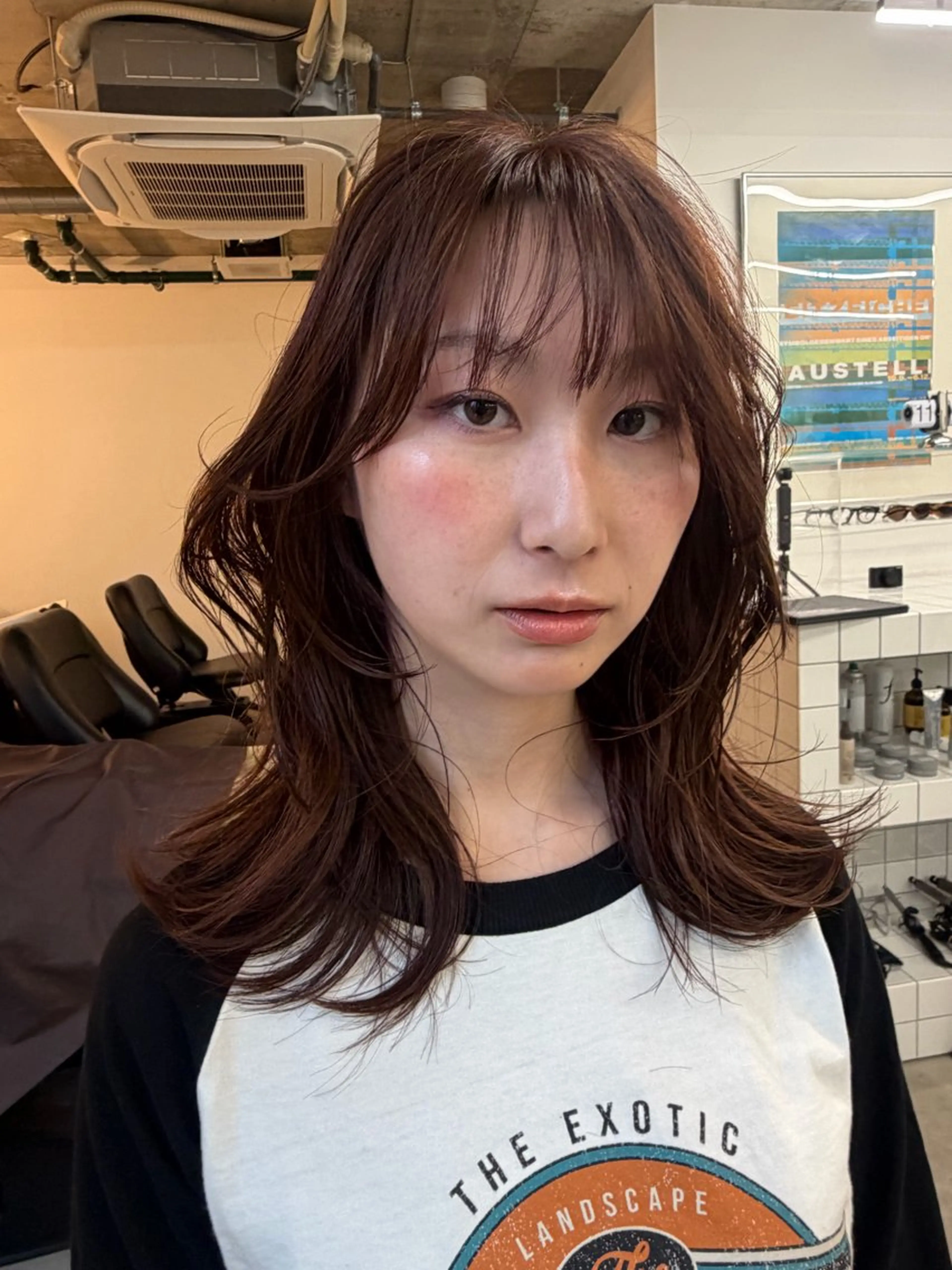 ミディアム カラー ミディアムレイヤー ブラウンカラー 透明感カラー レイヤーカット カット ヘアカラー トリートメント cana 札幌レイヤースタイルのヘアスタイル