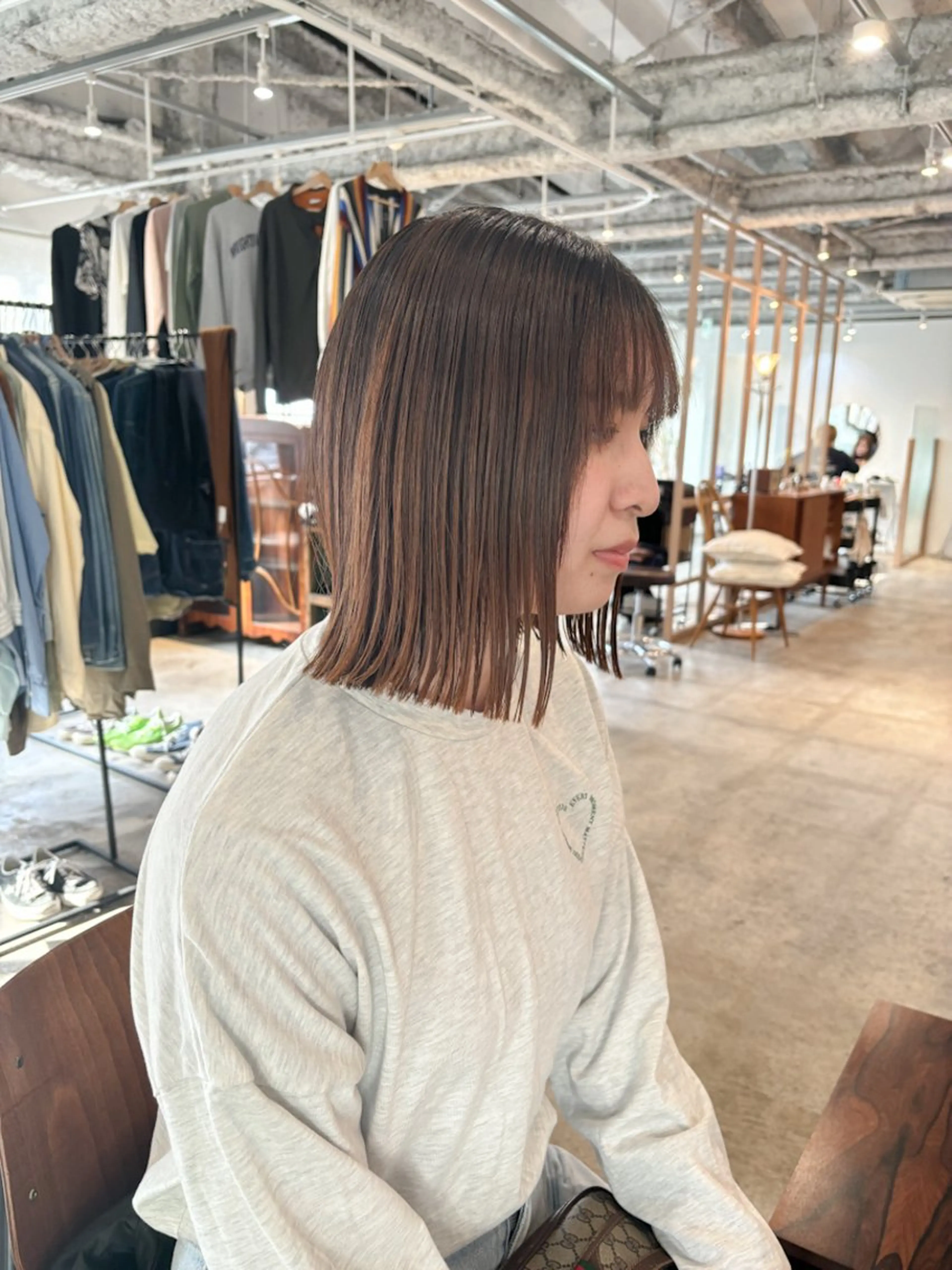 ミディアム カラー ボブ カット ヘアカラー トリートメント Takuma Suzuki中目黒のヘアスタイル