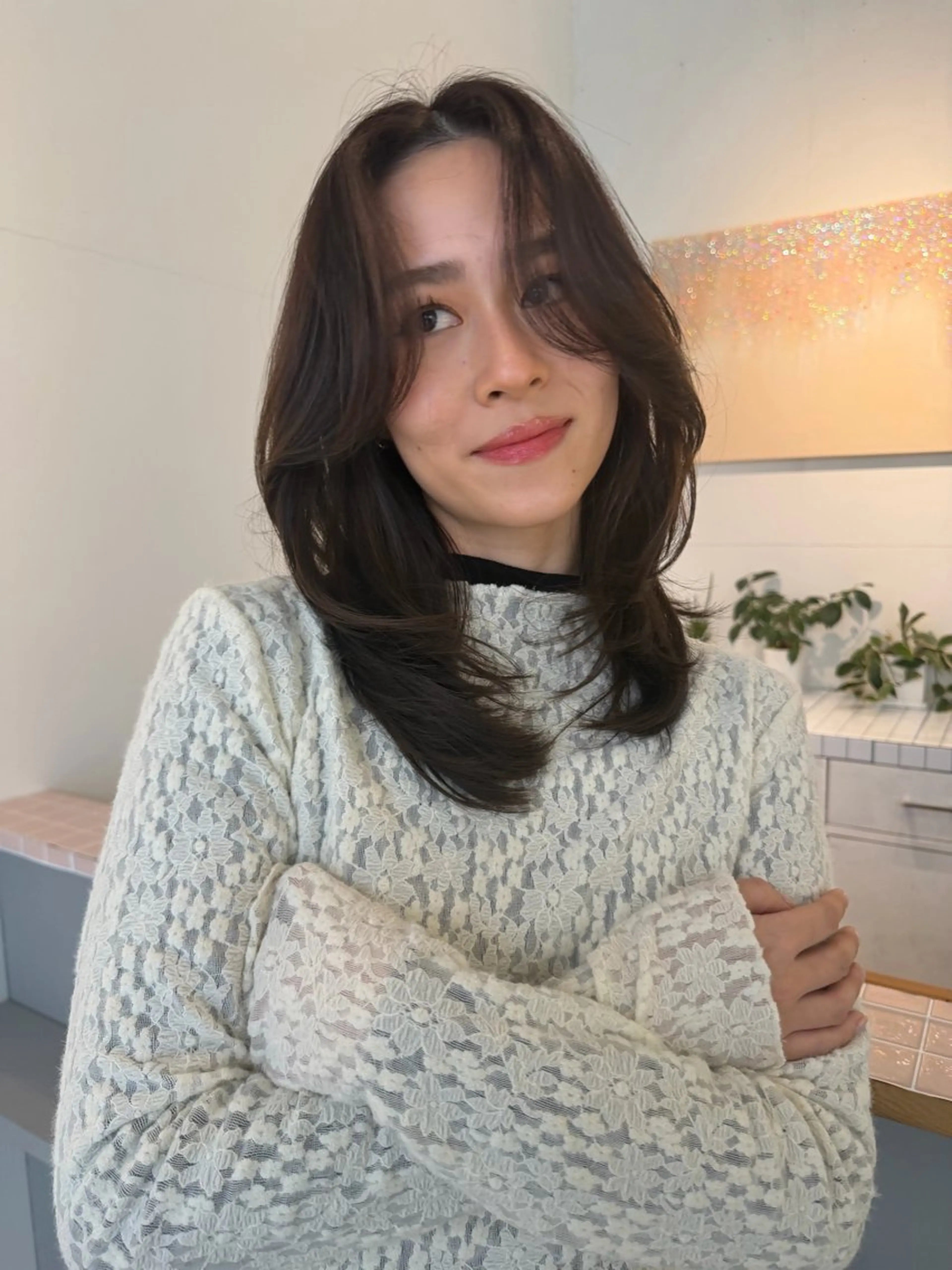 セミロング レイヤーカット カット ヘアカラー 蘭々/レイヤーカット /ナチュラルヘアのヘアスタイル