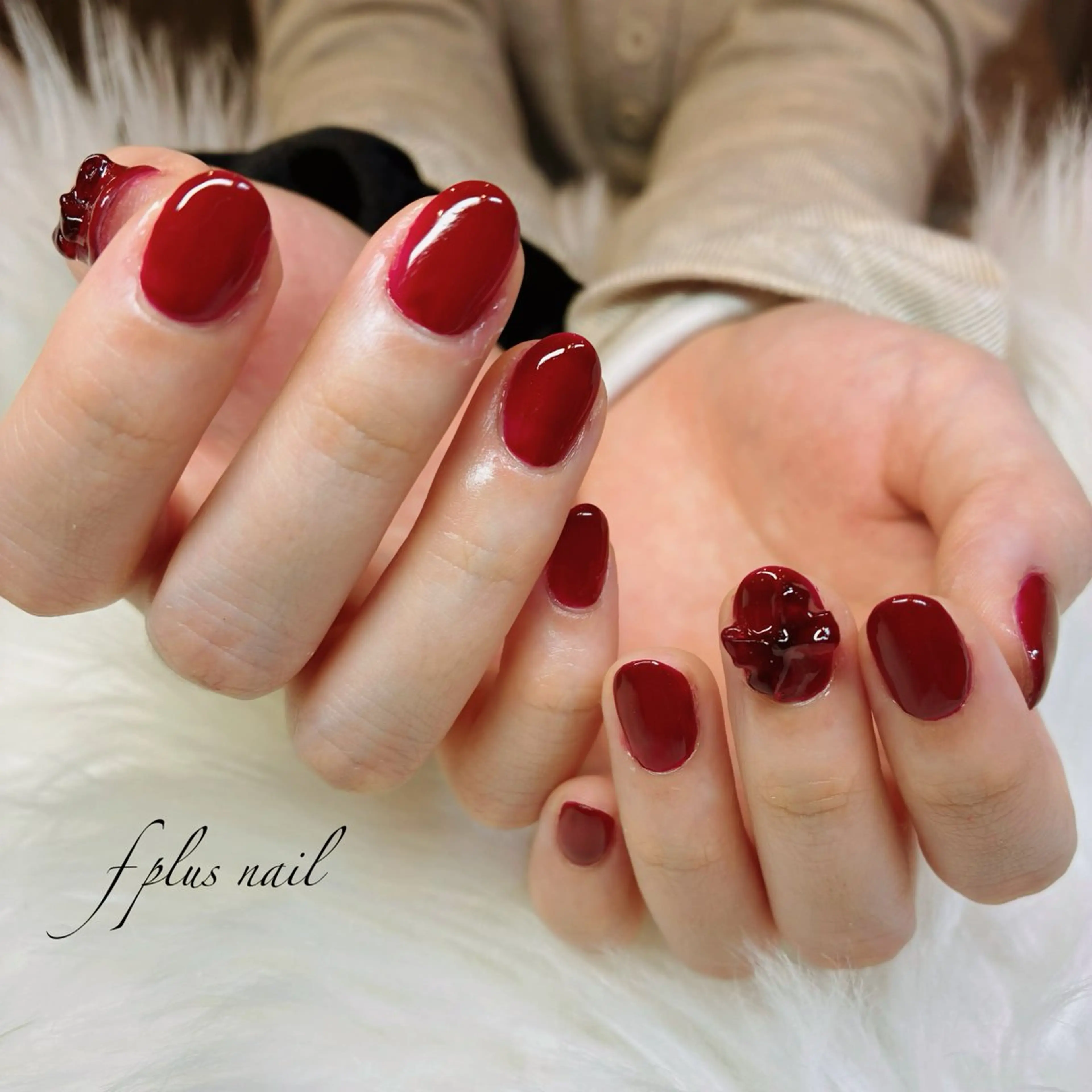 ネイル ボルドー リボン ハンドネイル kanako nail🌷のネイルデザイン