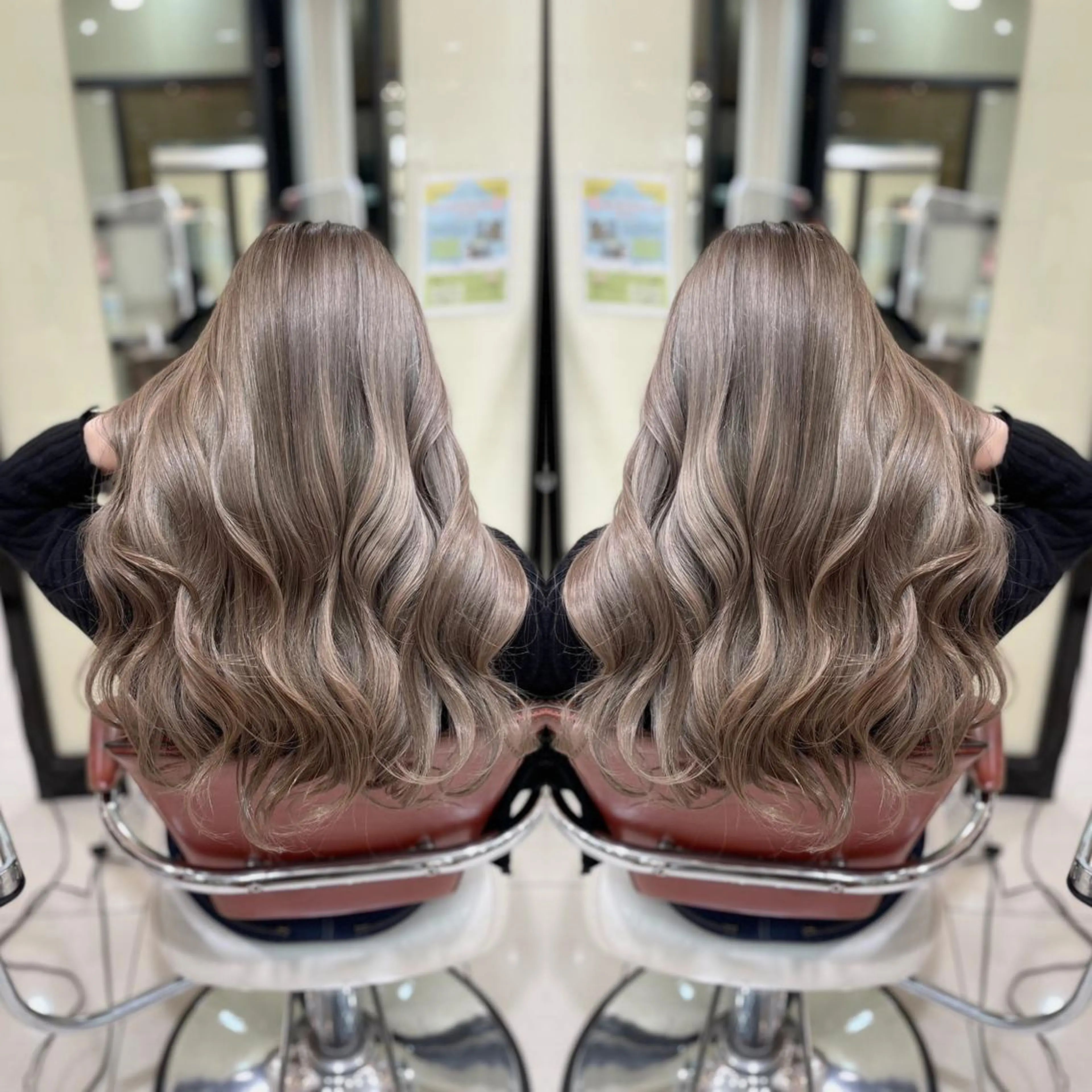 セミロング ヘアカラー Y Uのヘアスタイル