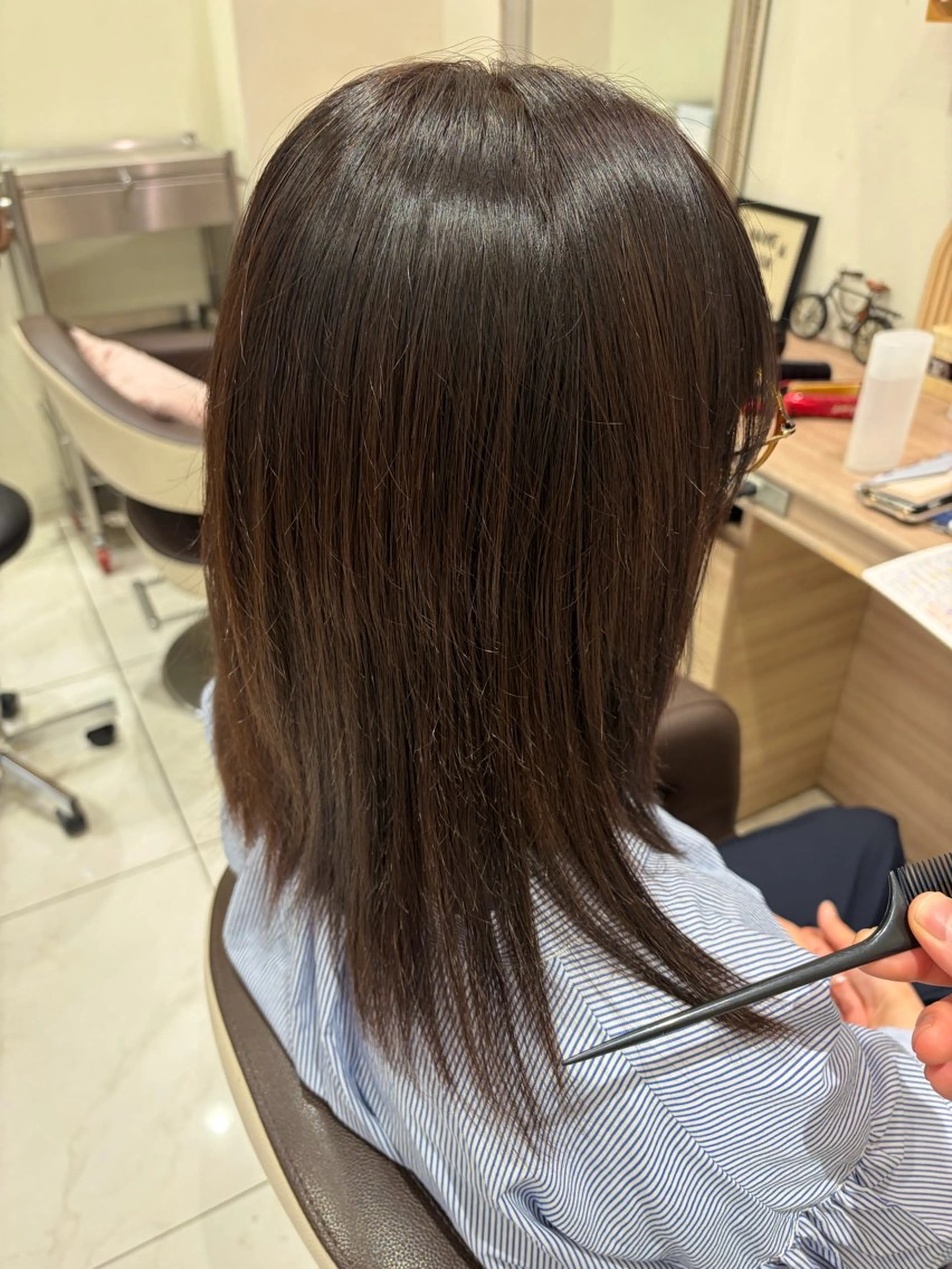 セミロング カラー パーマ 髪質改善 縮毛矯正 廣澤 雅生のヘアスタイル
