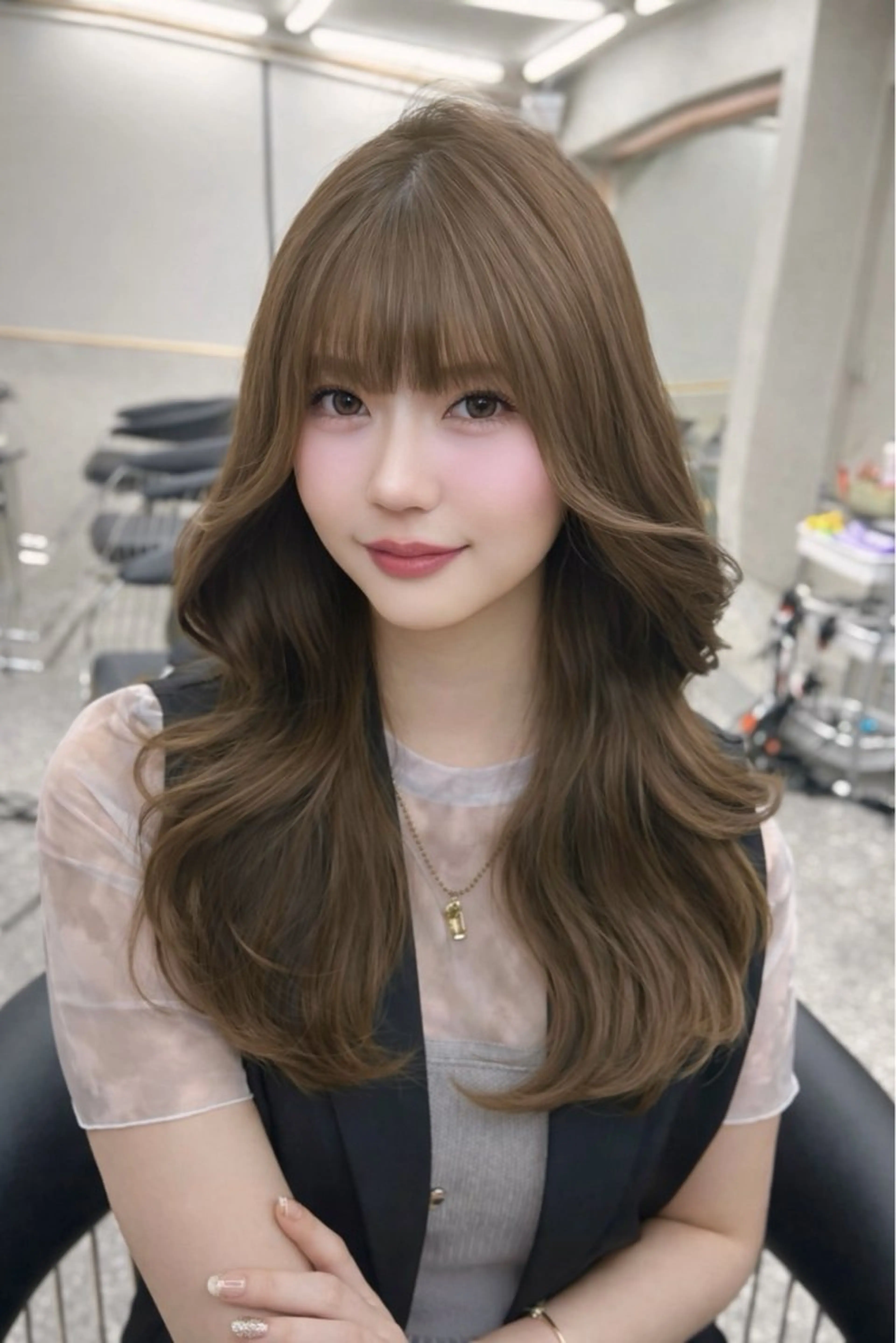 ロング カット ヘアカラー トリートメント 博多ベージュ 🐻松井傑のヘアスタイル