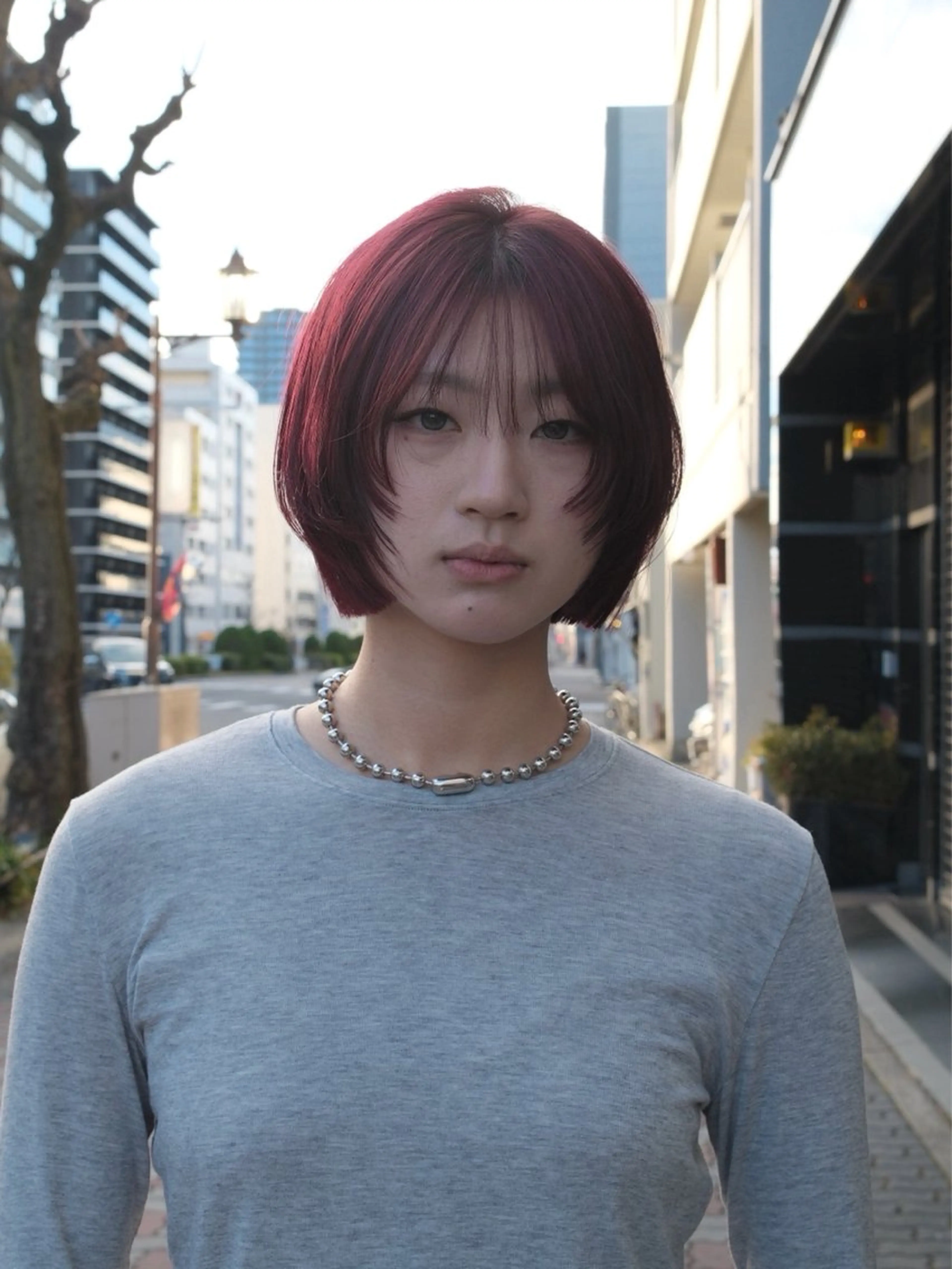 ショート カラー ピンクカラー ピンクパープル パープルカラー ボブ カット ヘアカラー トリートメント ｍｅｉ .のヘアスタイル