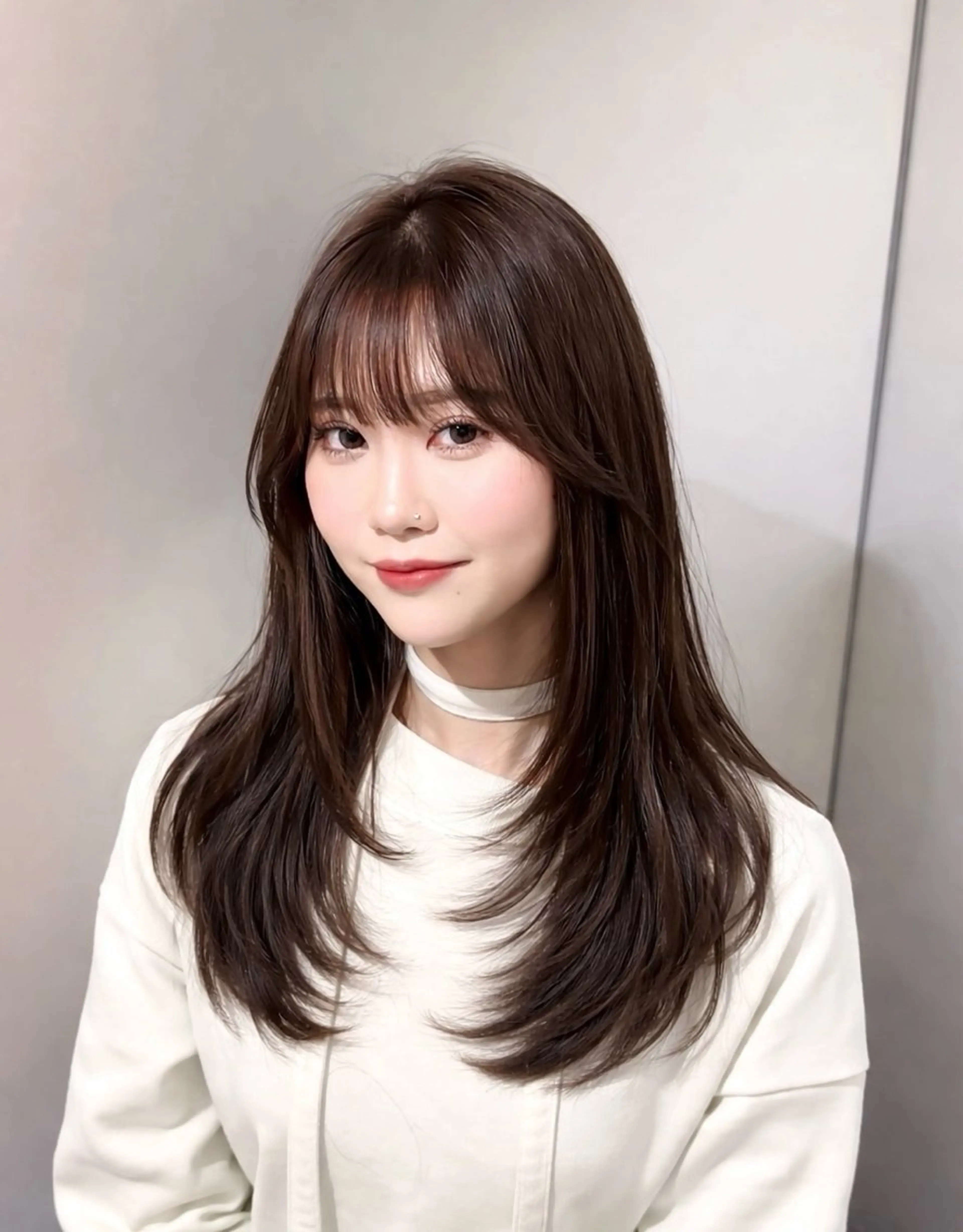 ロング レイヤーカット カット ヘアカラー トリートメント 💎韓国レイヤー ×エクステゆうま💎のヘアスタイル