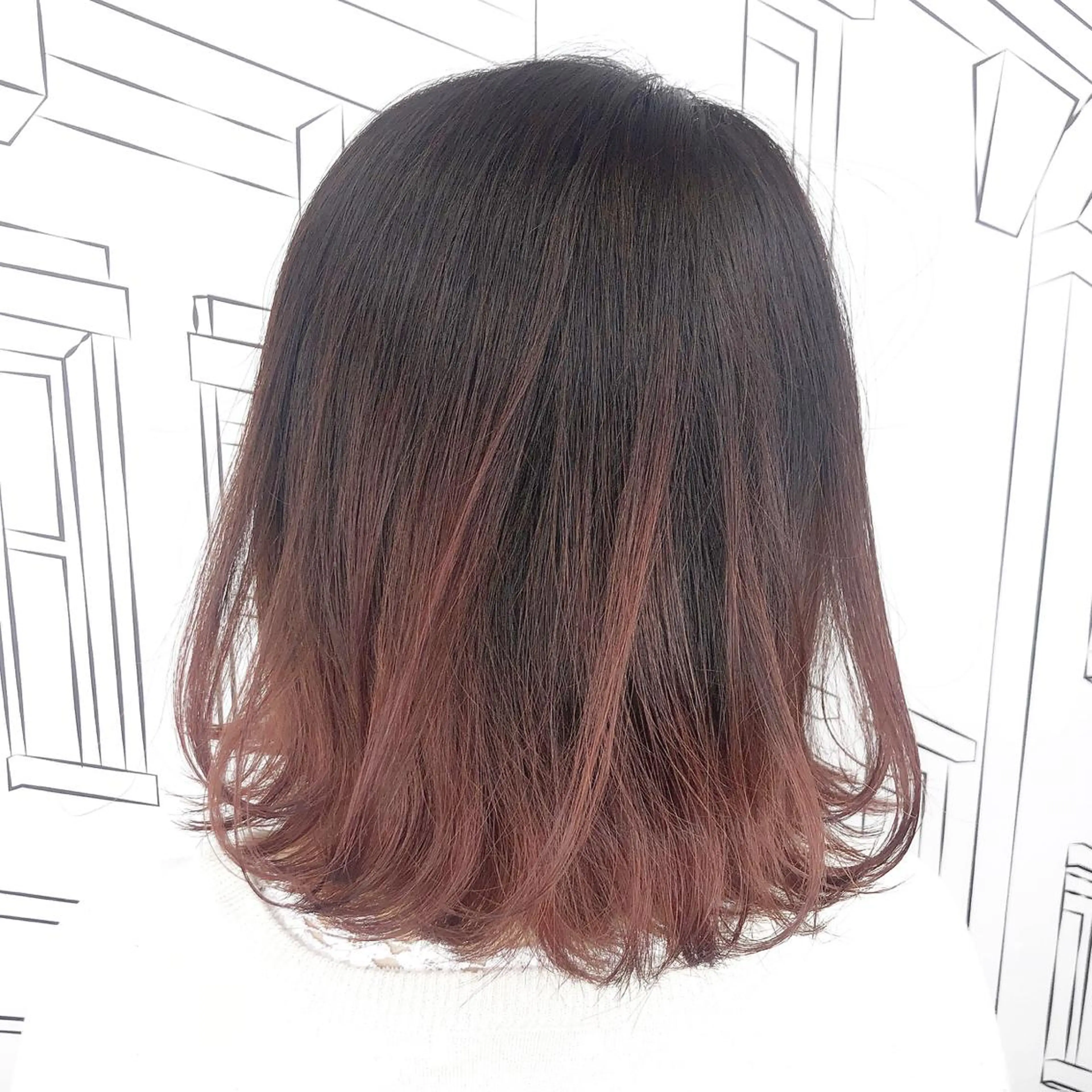 ミディアム カラー バレイヤージュ レイヤーカット TOMOKA 艶髪/透明感カラーのヘアスタイル