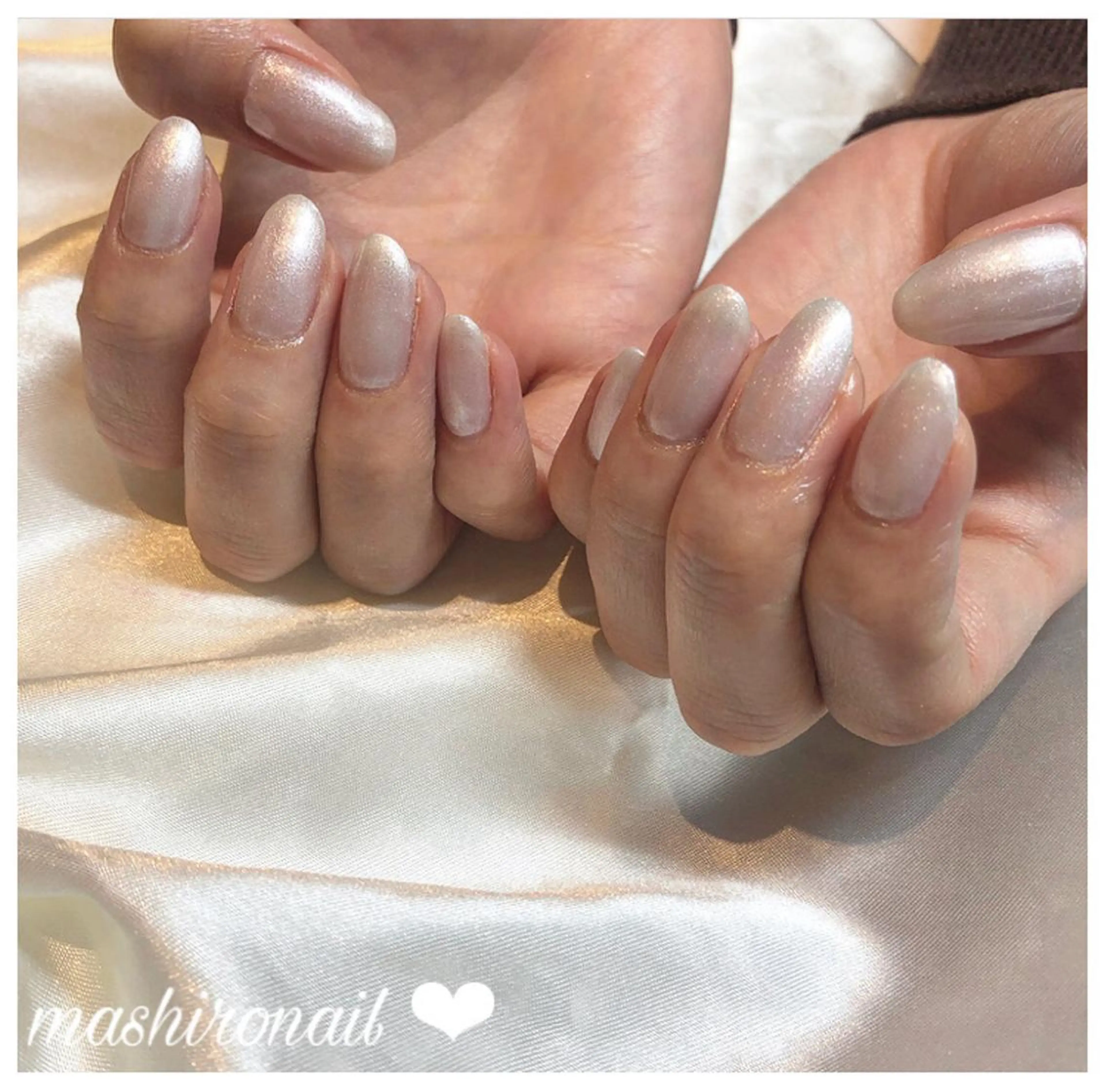 ネイル ラメ(グリッター) ワンカラーネイル ホワイト Mashiro nailのネイルデザイン