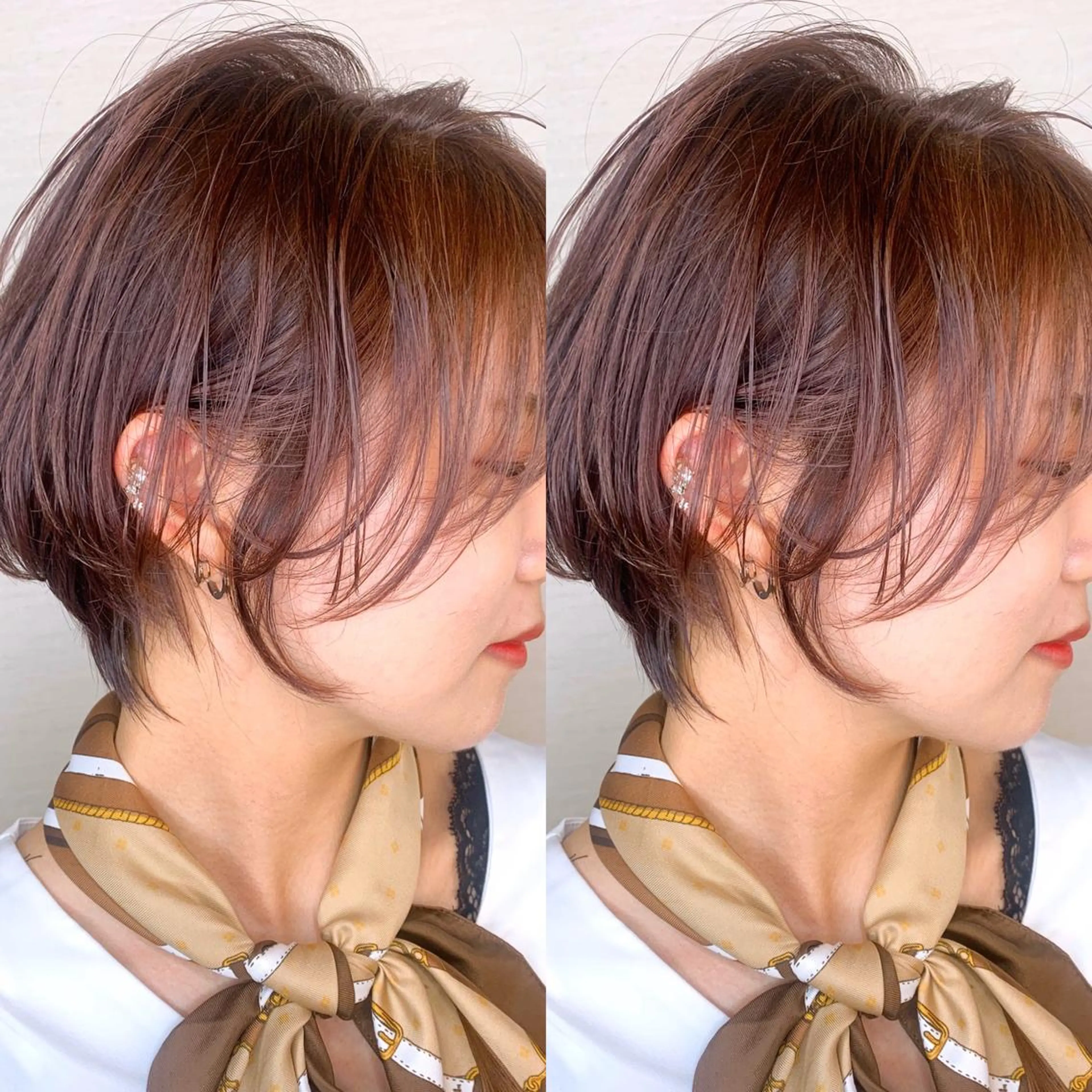 ショート カラー 韓国レイヤーカット/ ダブルカラーのヘアスタイル