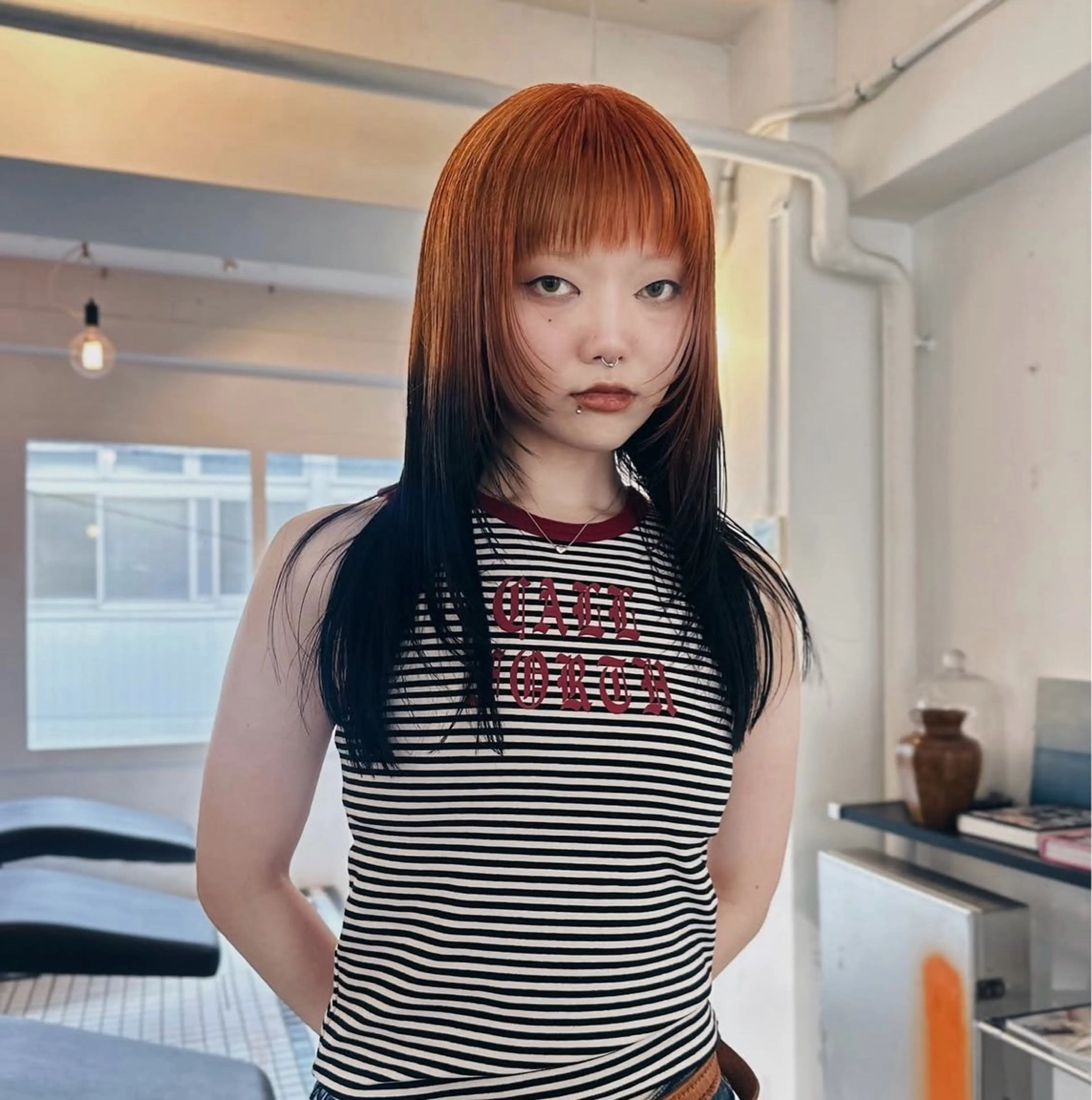 ロング カラー オト/レイヤー/ Wカラー/メンズのヘアスタイル