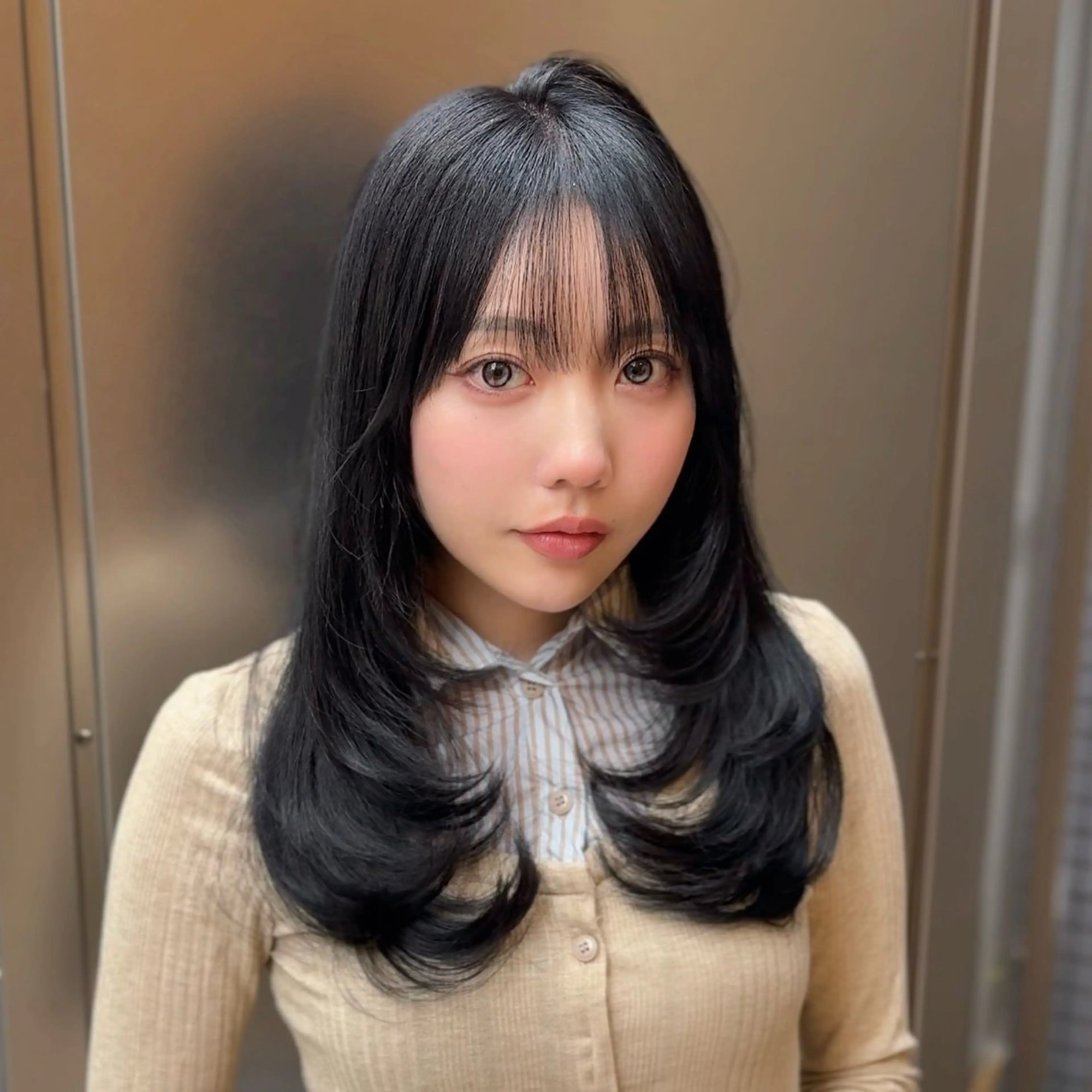 ロング カラー アッシュ アッシュブラック 黒髪 レイヤーカット カット ヘアカラー ハッシュカット/艶感 カラー/ユウキ✨のヘアスタイル