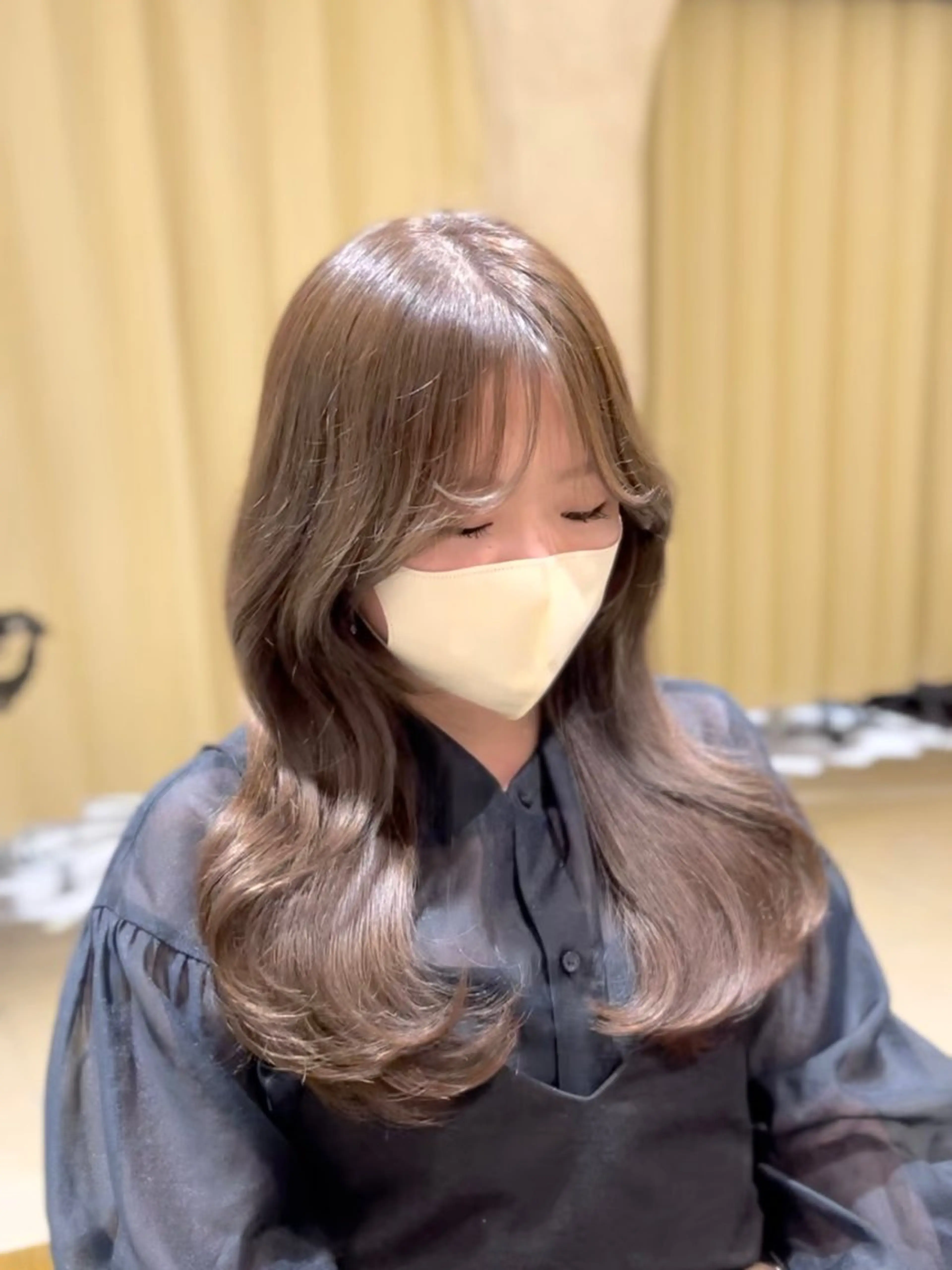 ロング カラー ベージュカラー オリーブベージュ レイヤーカット 高槻No.1🇰🇷 韓国ヘア　橋口陽太のヘアスタイル