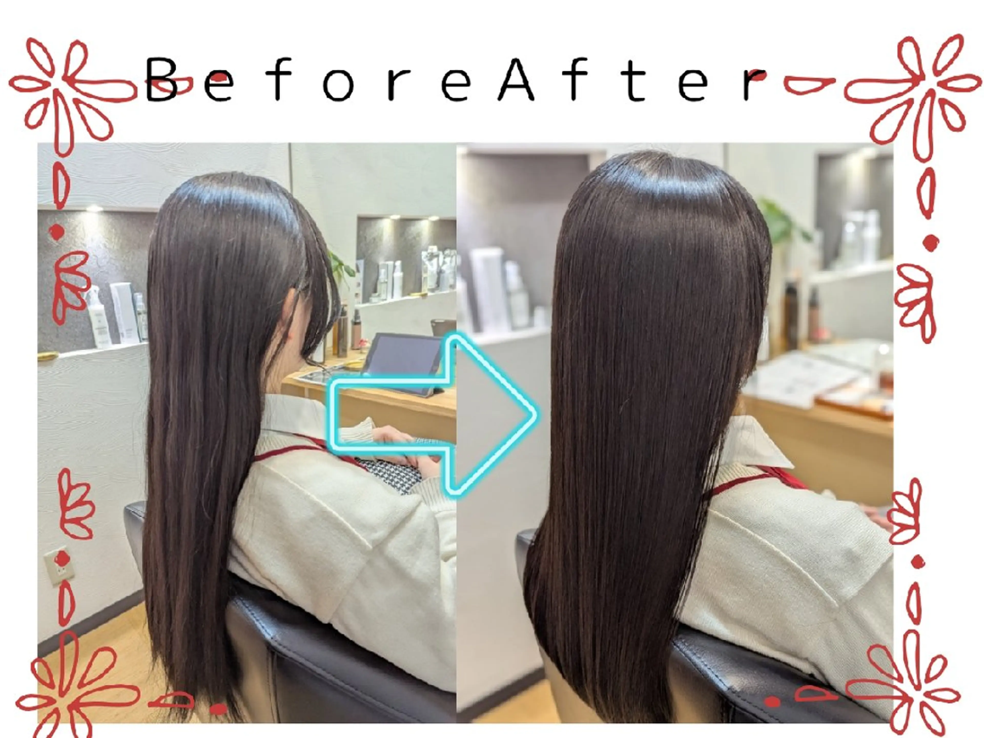 ロング カット 縮毛矯正 トリートメント 髪屋こころ 峯村 衣舞のヘアスタイル