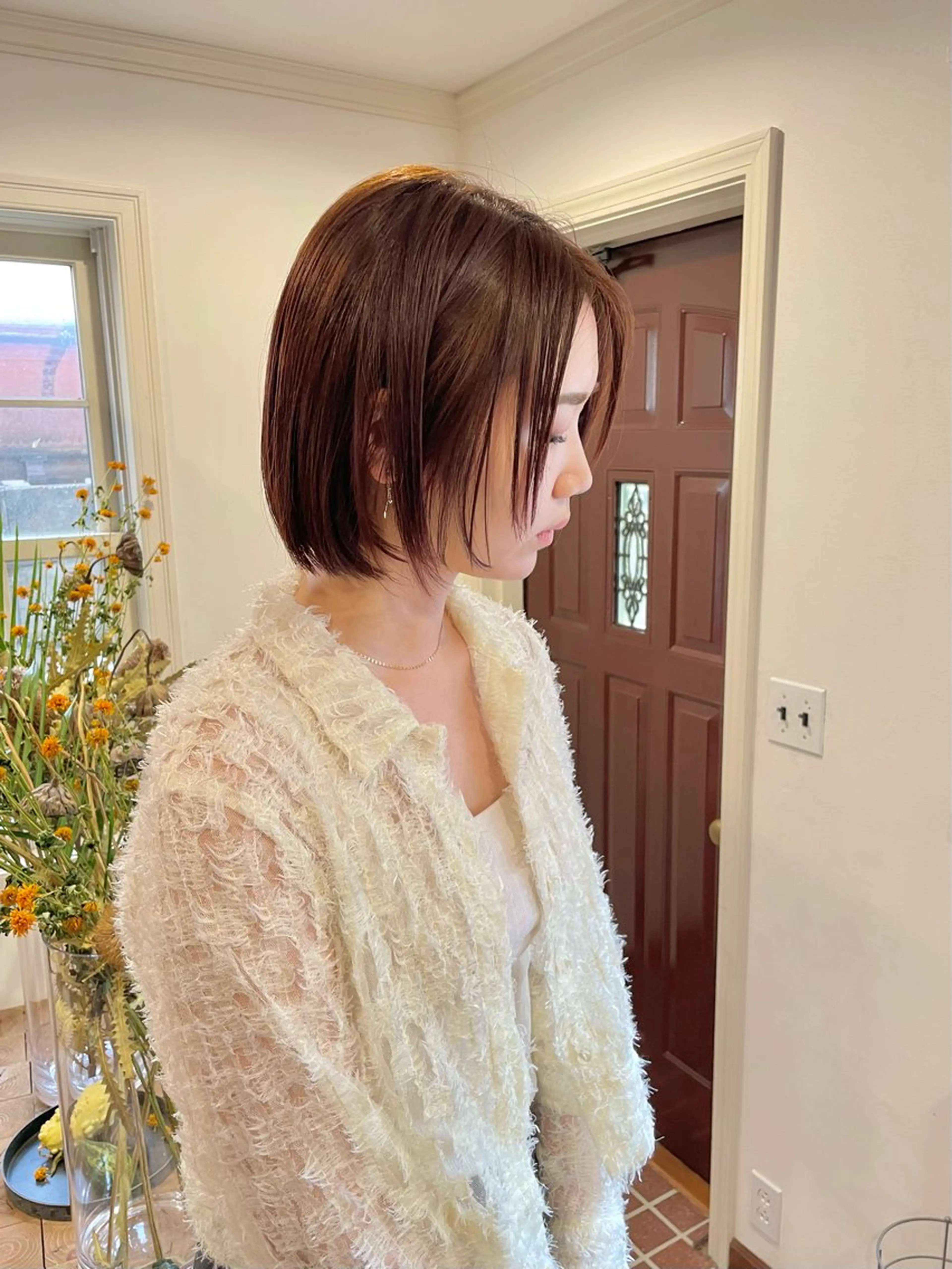 ショート ショートボブ ボブ 顔まわりレイヤー 顔周りカット 髪質改善 カット ヘアカラー 縮毛矯正 トリートメント 表参道/髪質改善/ 髪質改善カラー/遠藤のヘアスタイル