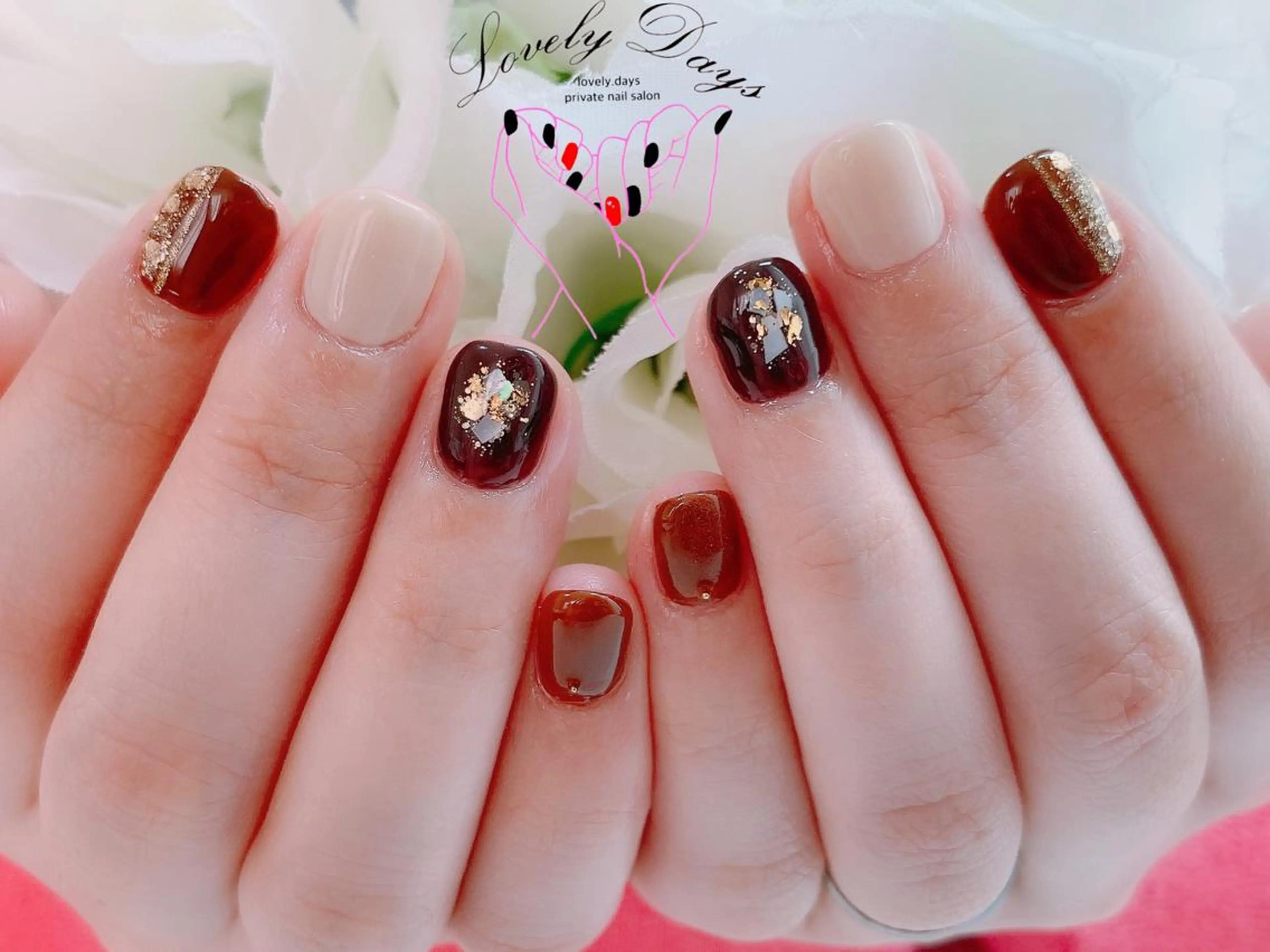 ネイル ハート ミラーネイル ニュアンスネイル シンプルネイル バレンタイン ハンドネイル LovelyDays ゆいのネイルデザイン