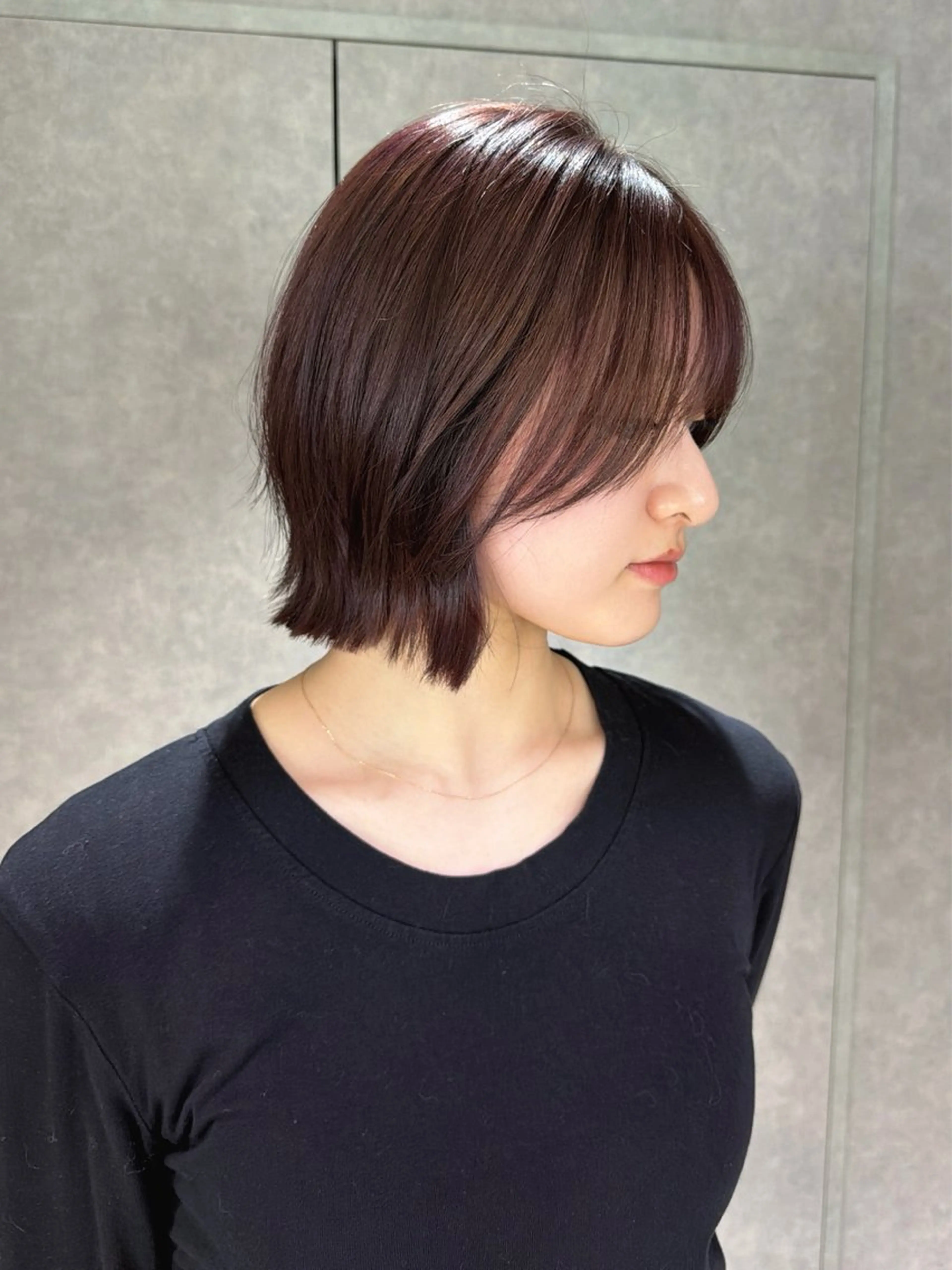 ショート カラー ボブレイヤー ブラウンカラー ラベンダーカラー ラベンダーブラウン ボブ カット ヘアカラー yu-kaハッシュ カット/韓国レイヤーのヘアスタイル