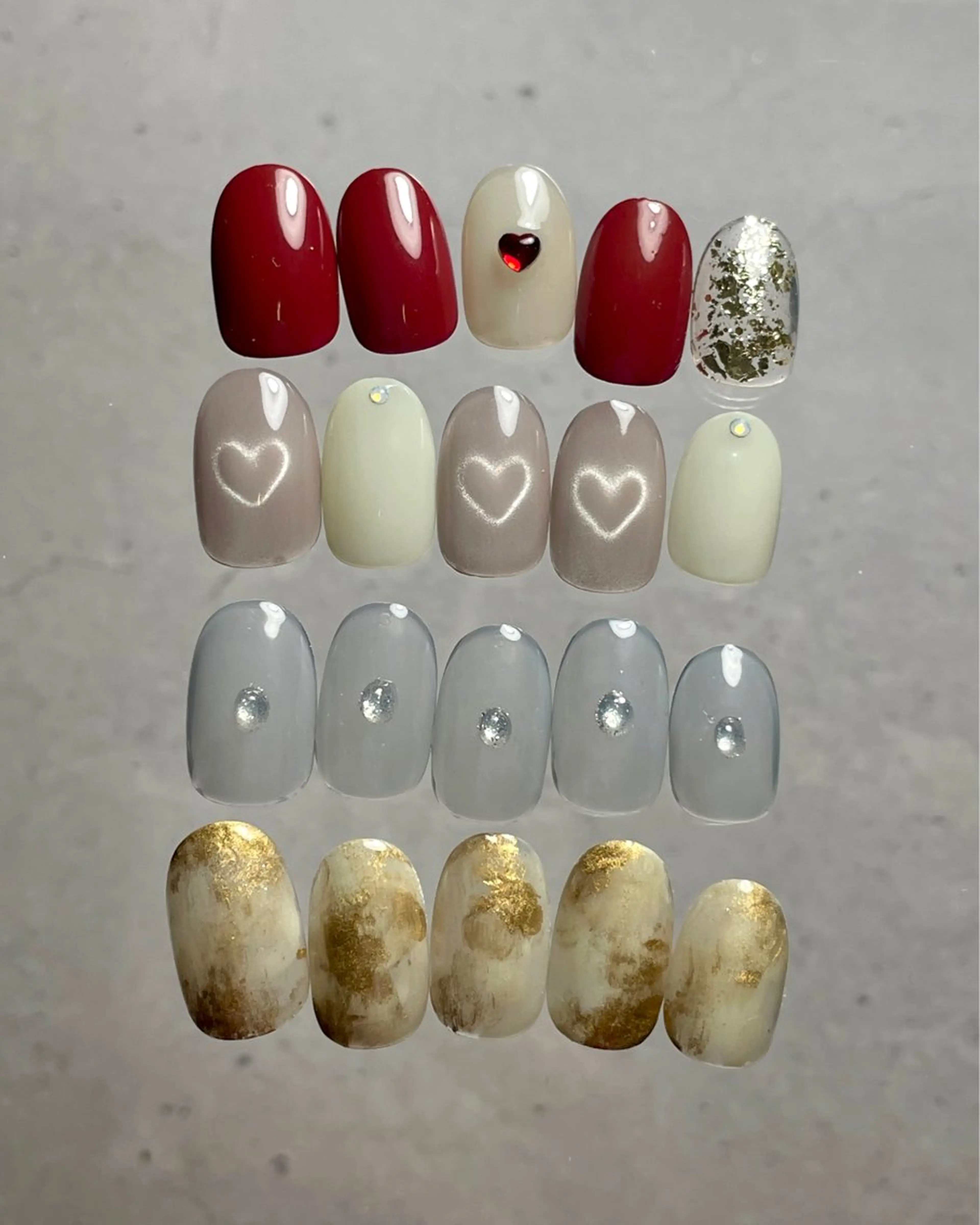 ネイル ハート マグネットネイル ニュアンスネイル ショートネイル ハンドネイル norme_ akiのネイルデザイン