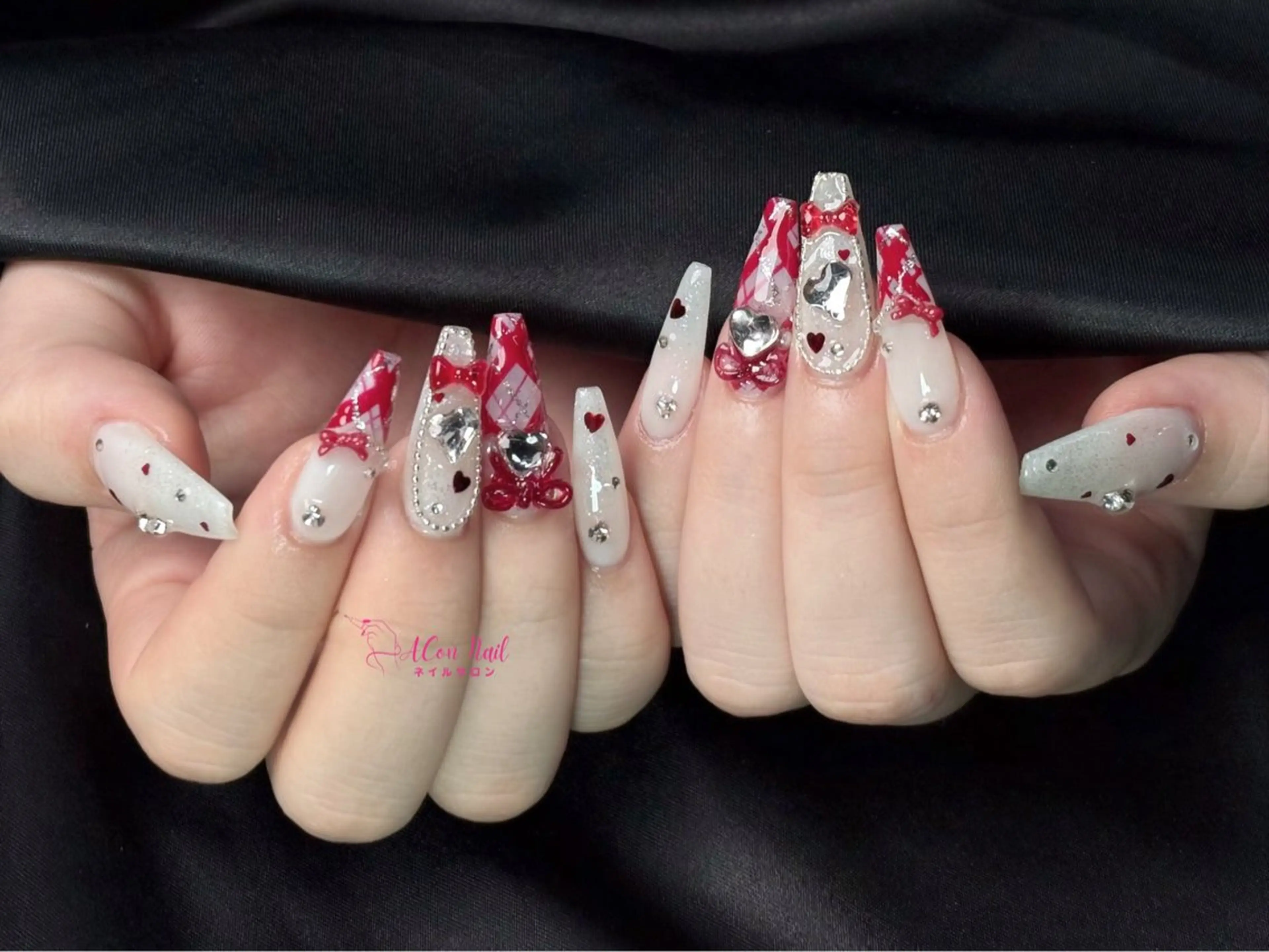ネイル 桜ネイル 長さ出し フラワーネイル フレンチネイル ジェルネイル ハンドネイル ACon NailSalonのネイルデザイン