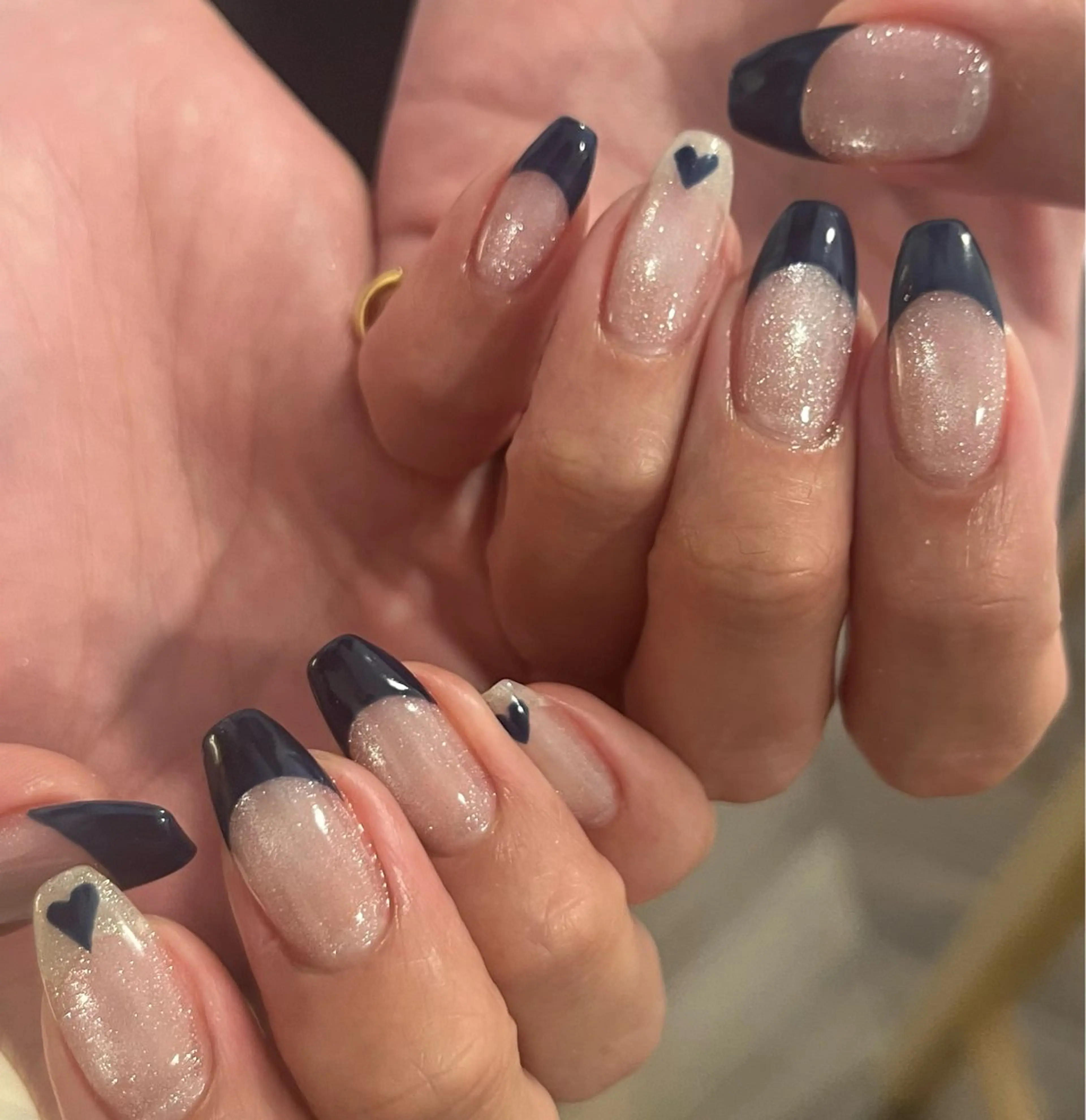 ネイル フレンチネイル ハート 持ち込み ハンドネイル AT.1011 (ハルカ)のネイルデザイン