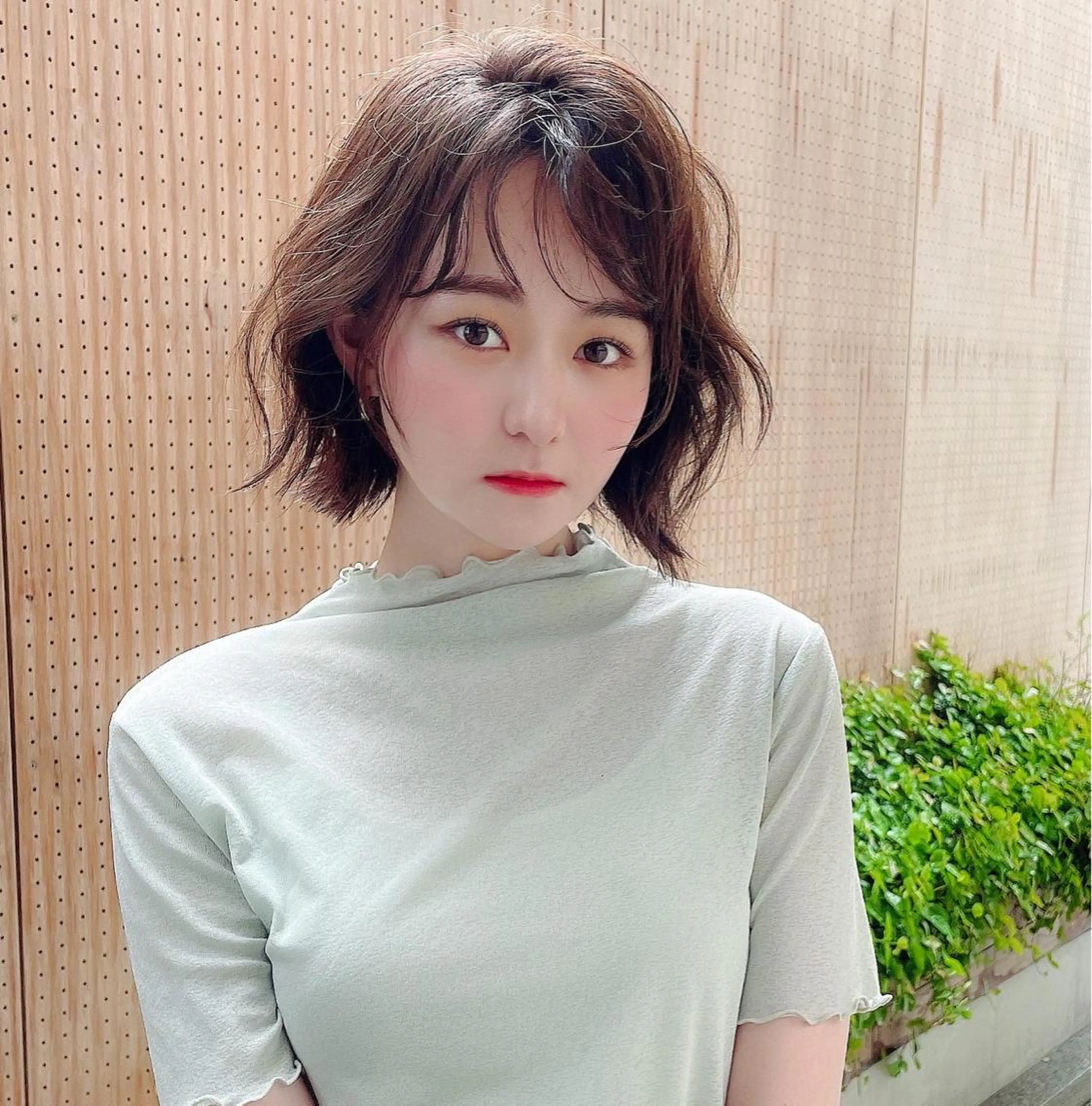 ミディアム 切りっぱなしボブ ミディアムパーマ ボブ ひがし　まさし JYUNESU副代表のヘアスタイル