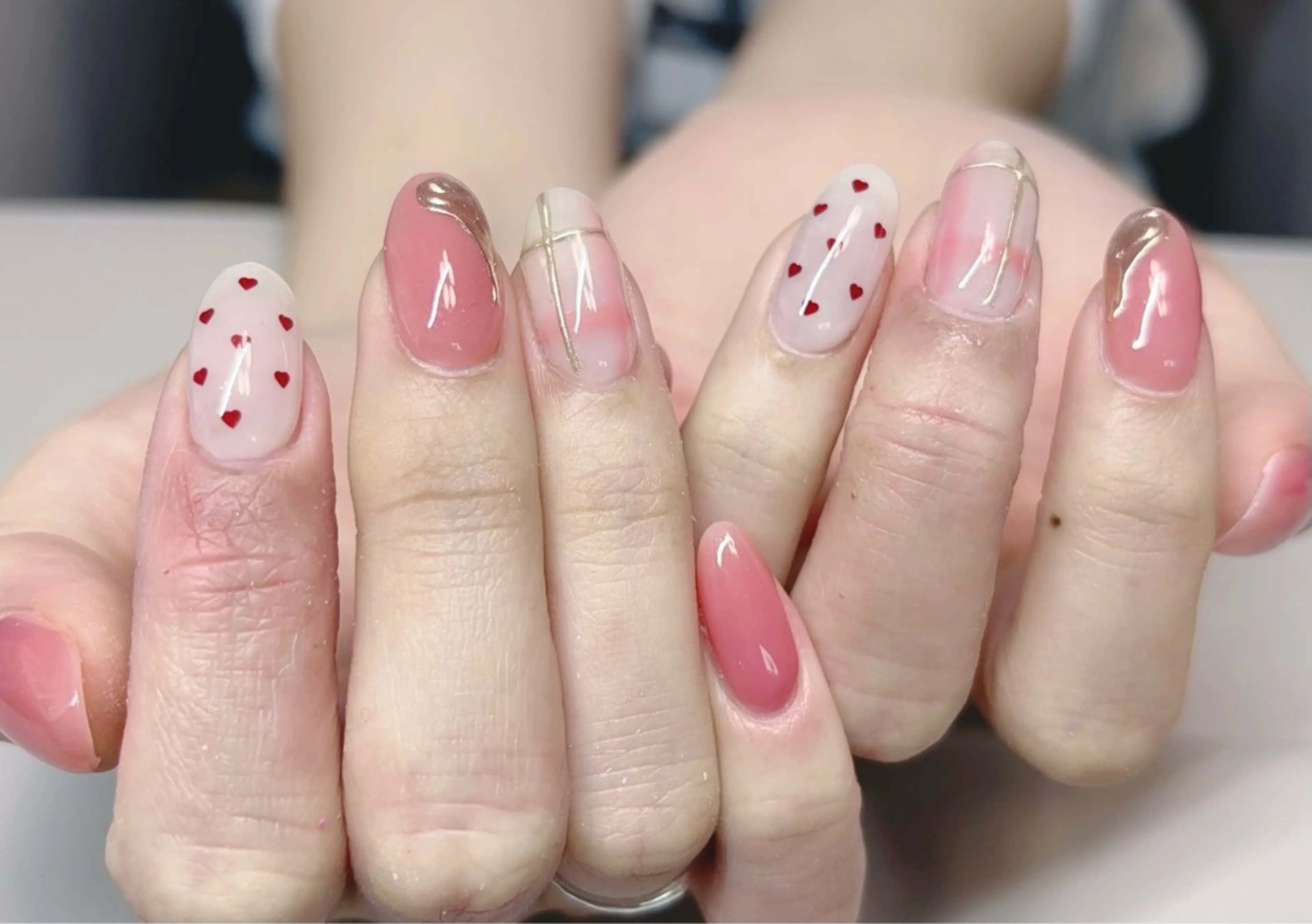 ネイル アートネイル オーロラネイル ジェルネイル ガーリー キラキラネイル Rika Nail salon 1のネイルデザイン