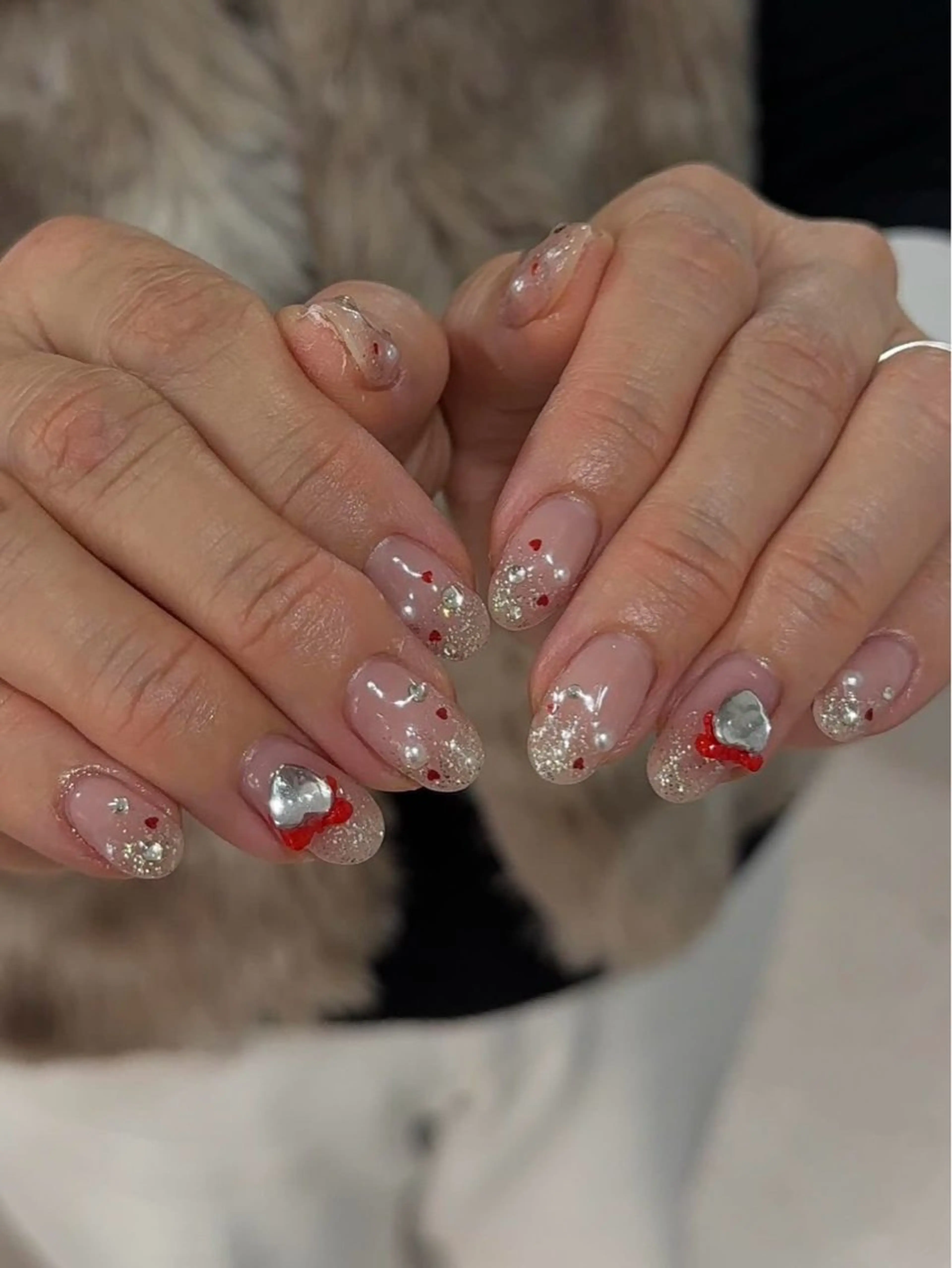 ネイル アートネイル ジェルネイル ハート キラキラネイル 韓国ネイル ハンドネイル Salon Ｋのネイルデザイン