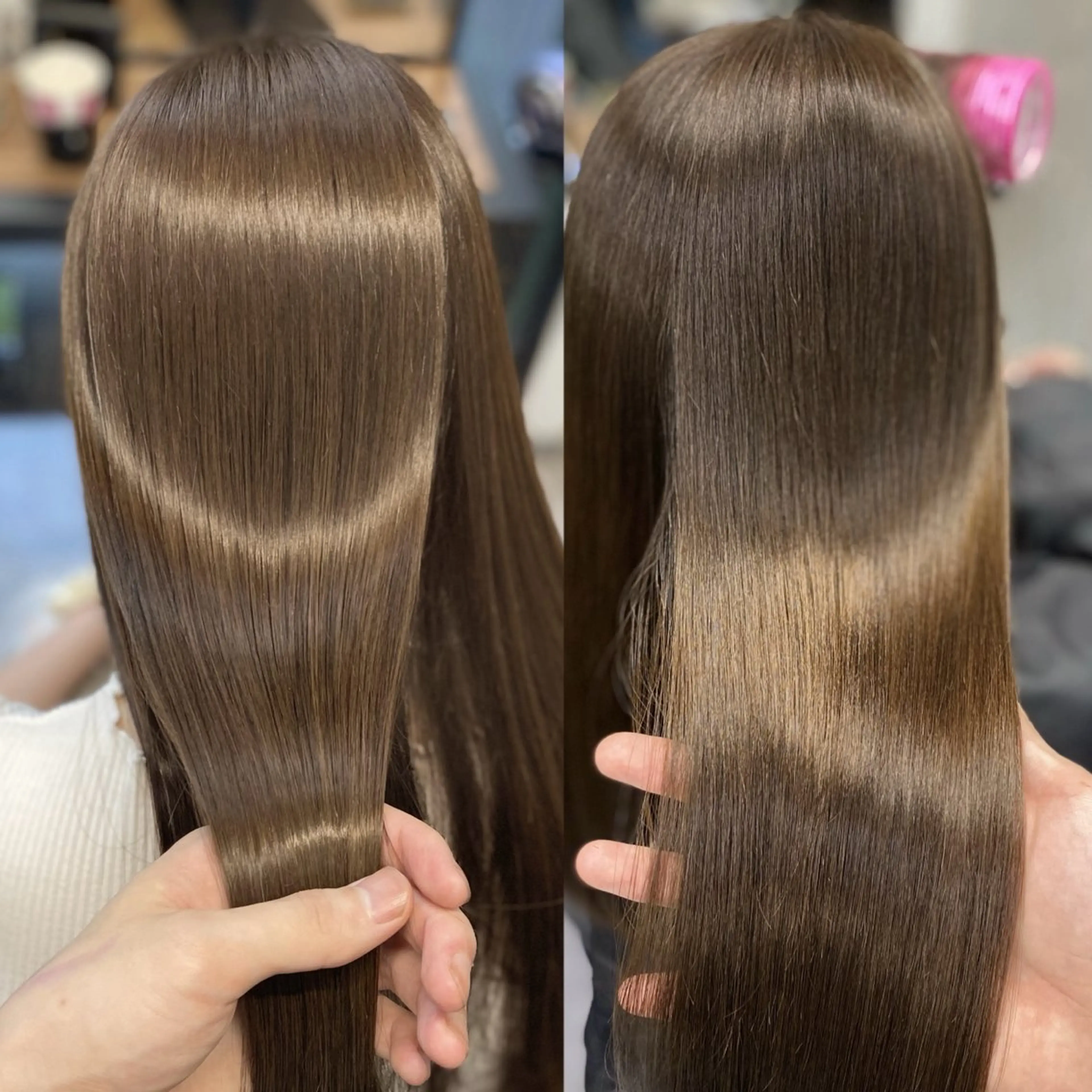 セミロング カット ヘアカラー トリートメント 韓国/ワンホンヘア 髪質改善/MaCoのヘアスタイル