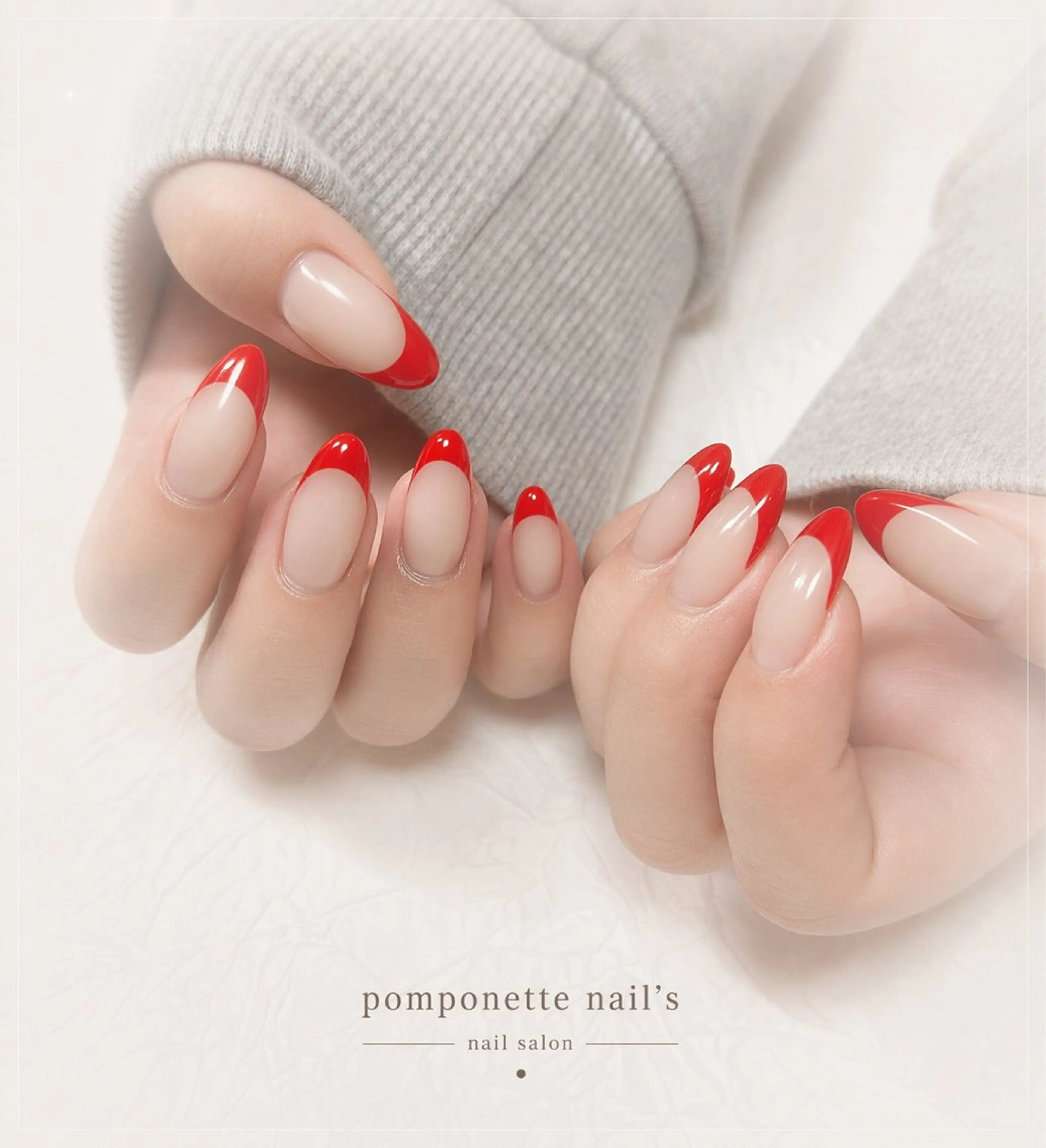 ネイル フレンチネイル 赤色 シンプルネイル nailist yuiのネイルデザイン