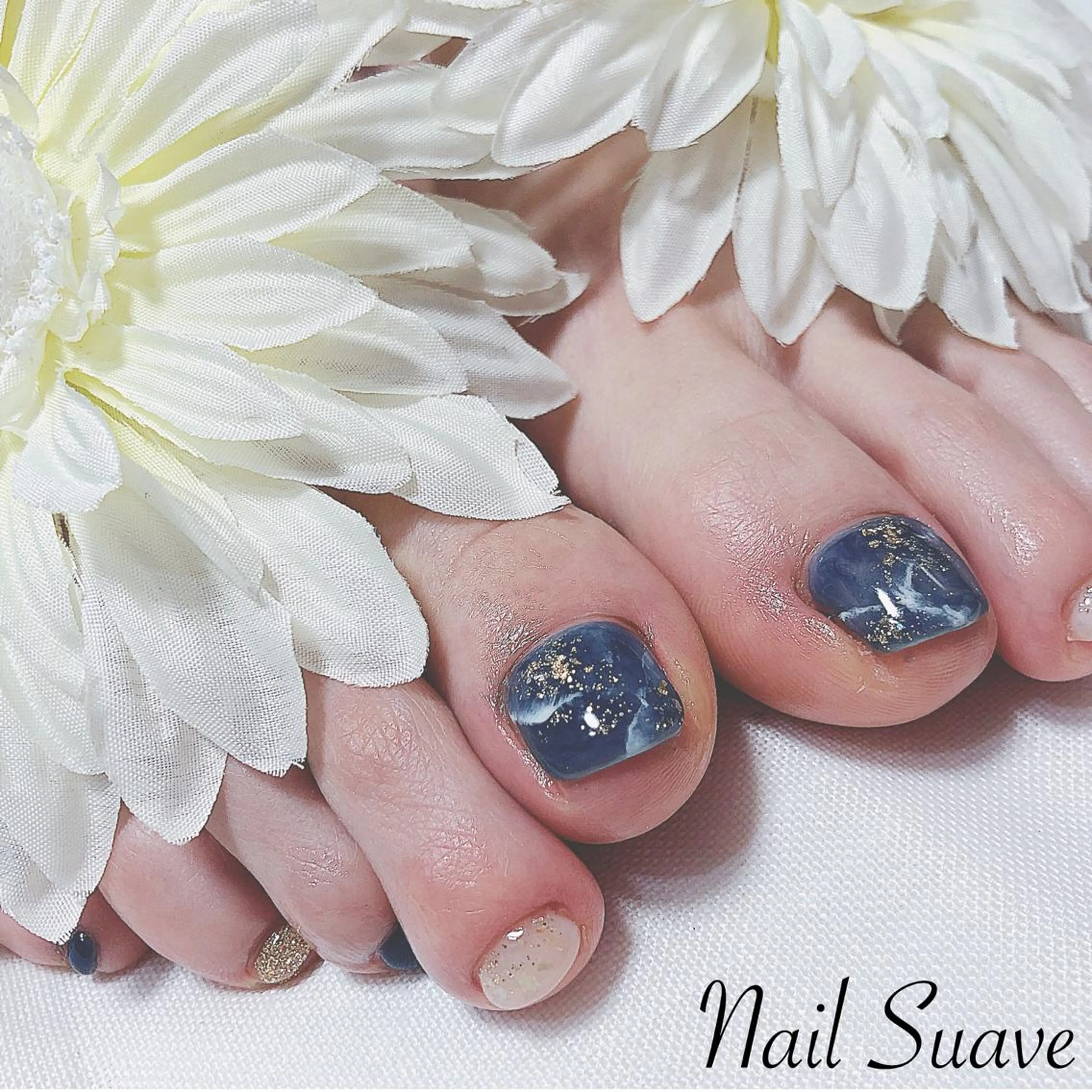 ネイル フットネイル 大理石ネイル(マーブル) 夏ネイル Nail Suave (シュアーヴ)のネイルデザイン