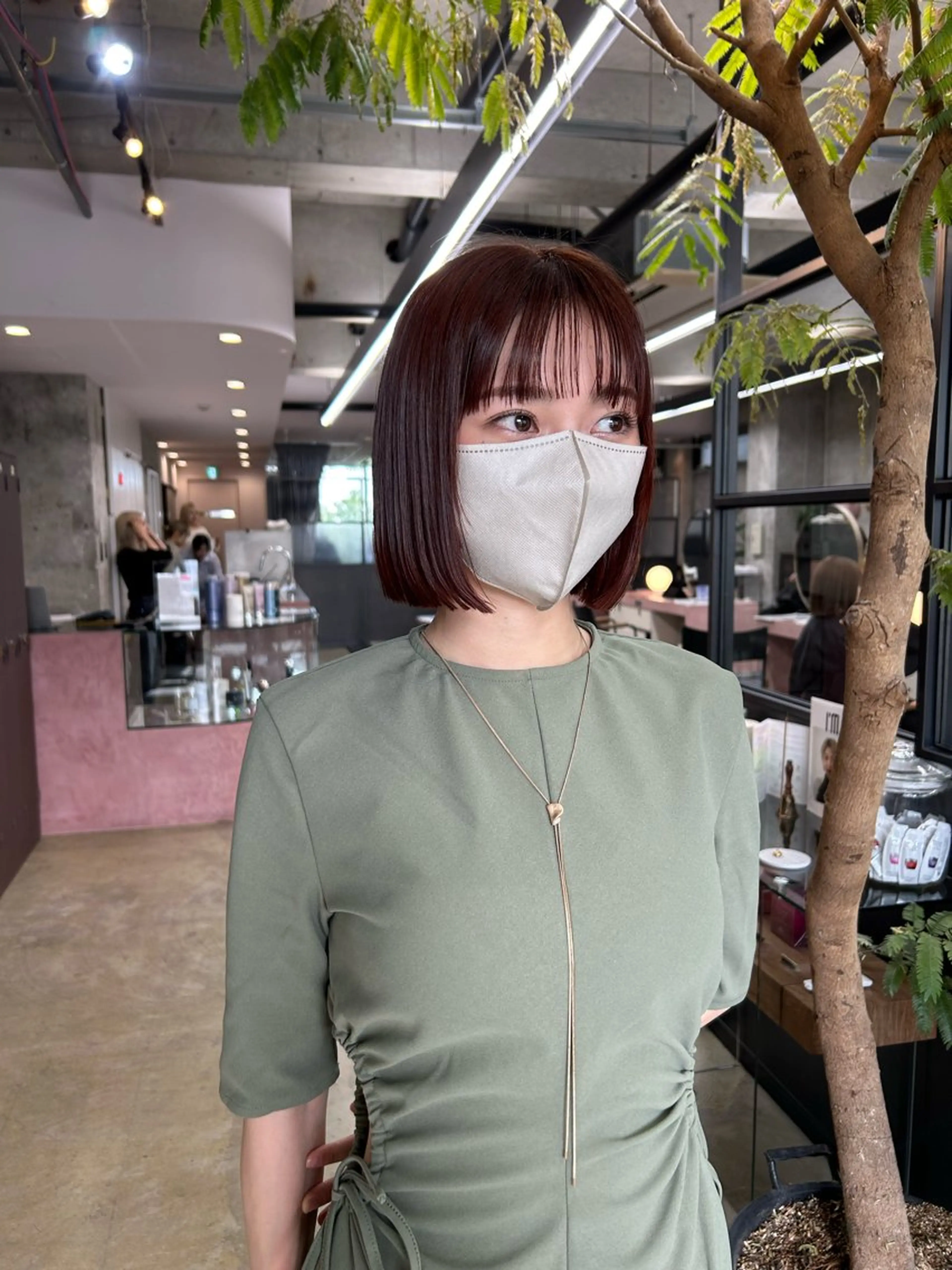 ミディアム カラー ブラウンカラー オレンジ オレンジブラウン ボブ maho/垢抜け カラー♡パーマのヘアスタイル