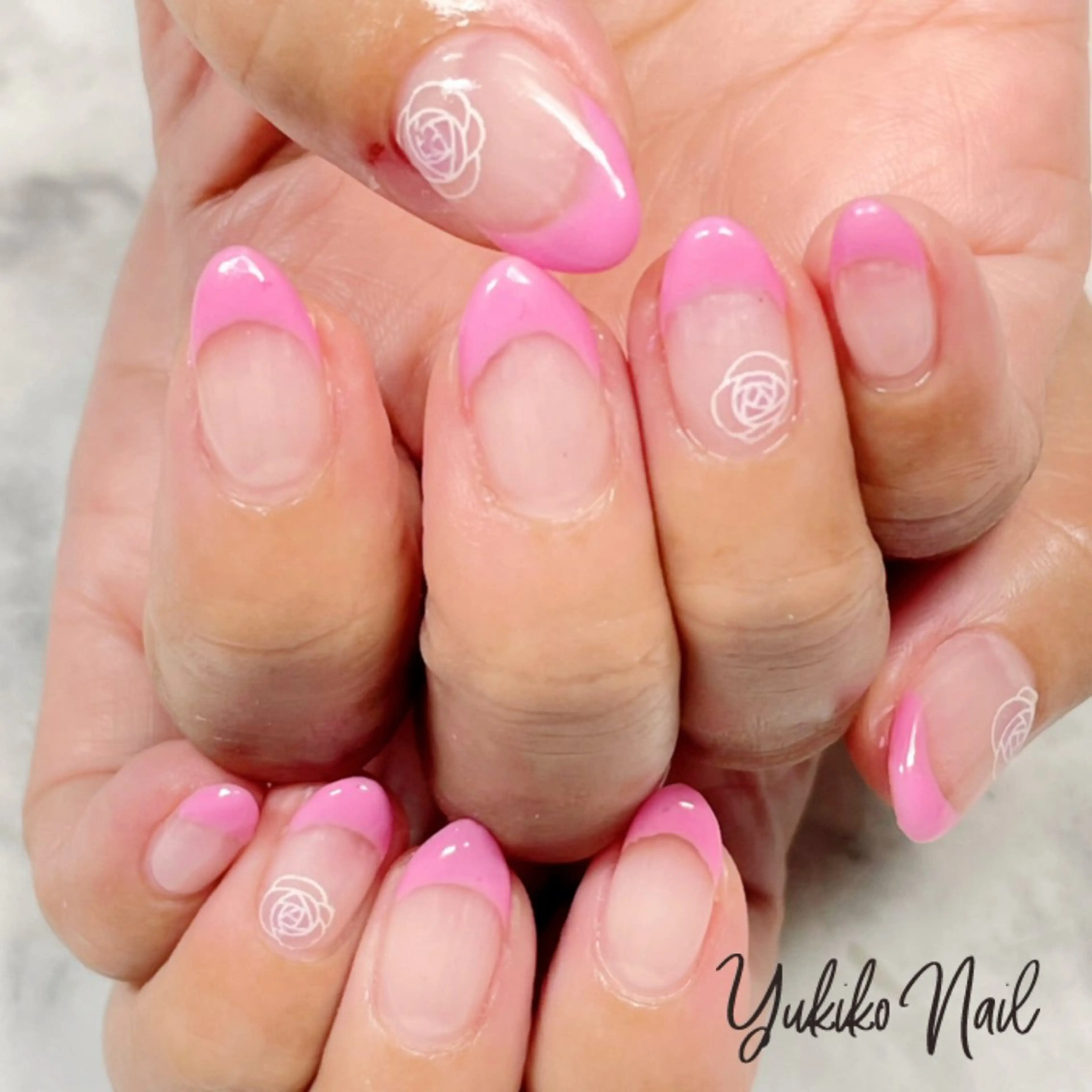 ネイル フレンチネイル ピンク ハンドネイル ユキコ ネイルのネイルデザイン