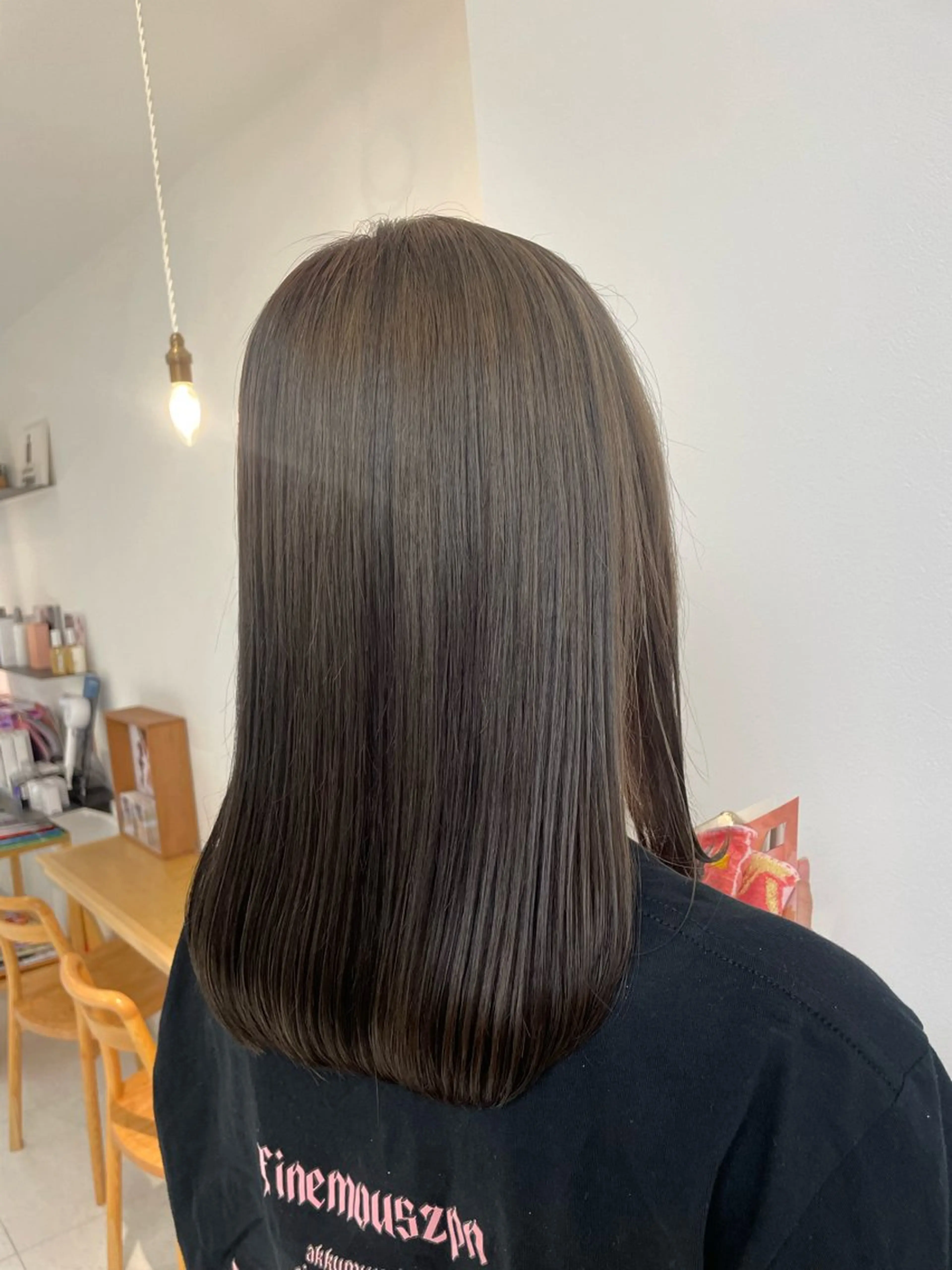 ミディアム カラー ブリーチ グレージュ トリートメント 福田千尋/インナー カラー/縮毛矯正のヘアスタイル