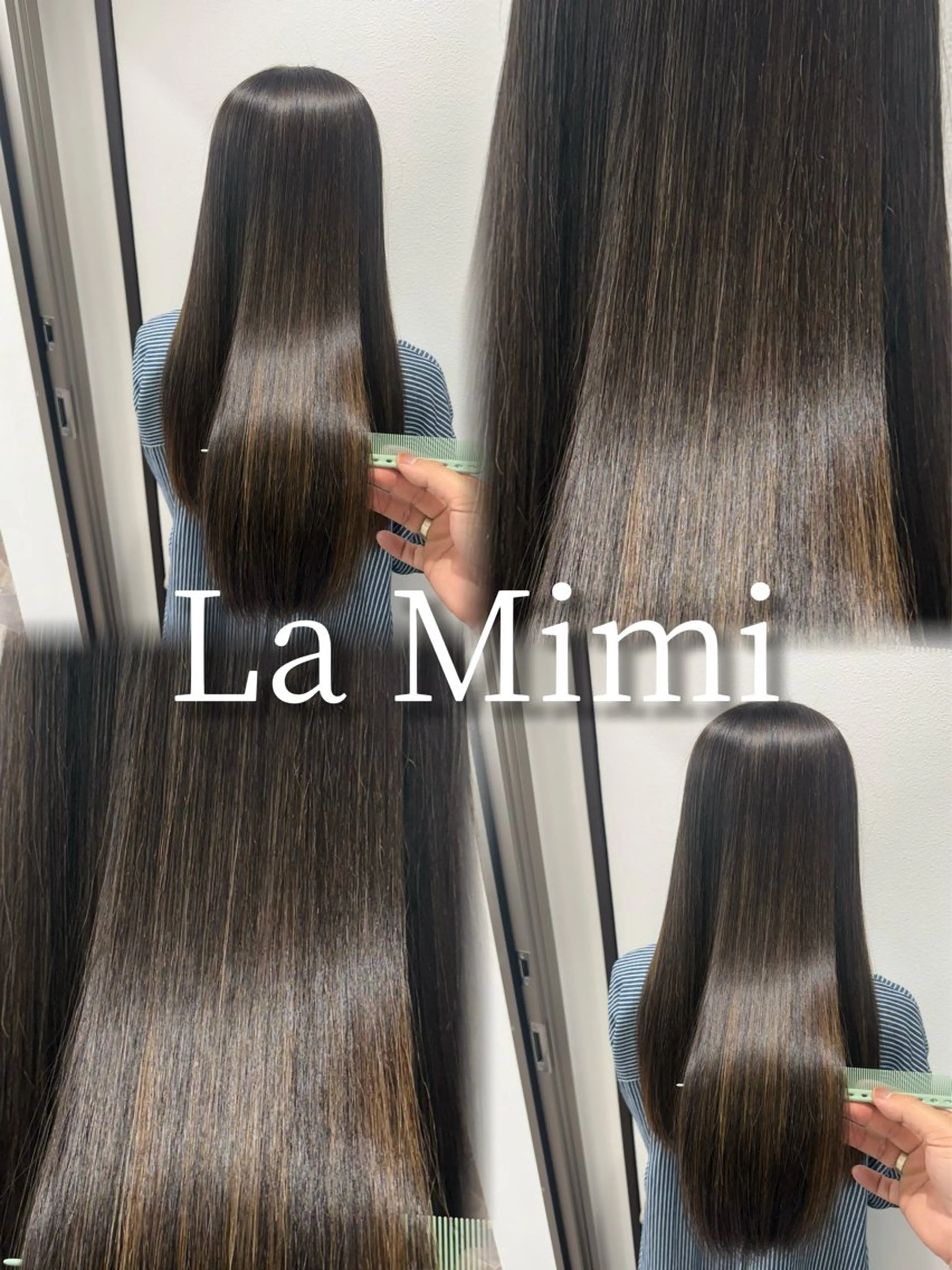 ロング カラー バレイヤージュ ミストバング ブリーチ 透明感カラー ダブルカラー La Mimiのヘアスタイル