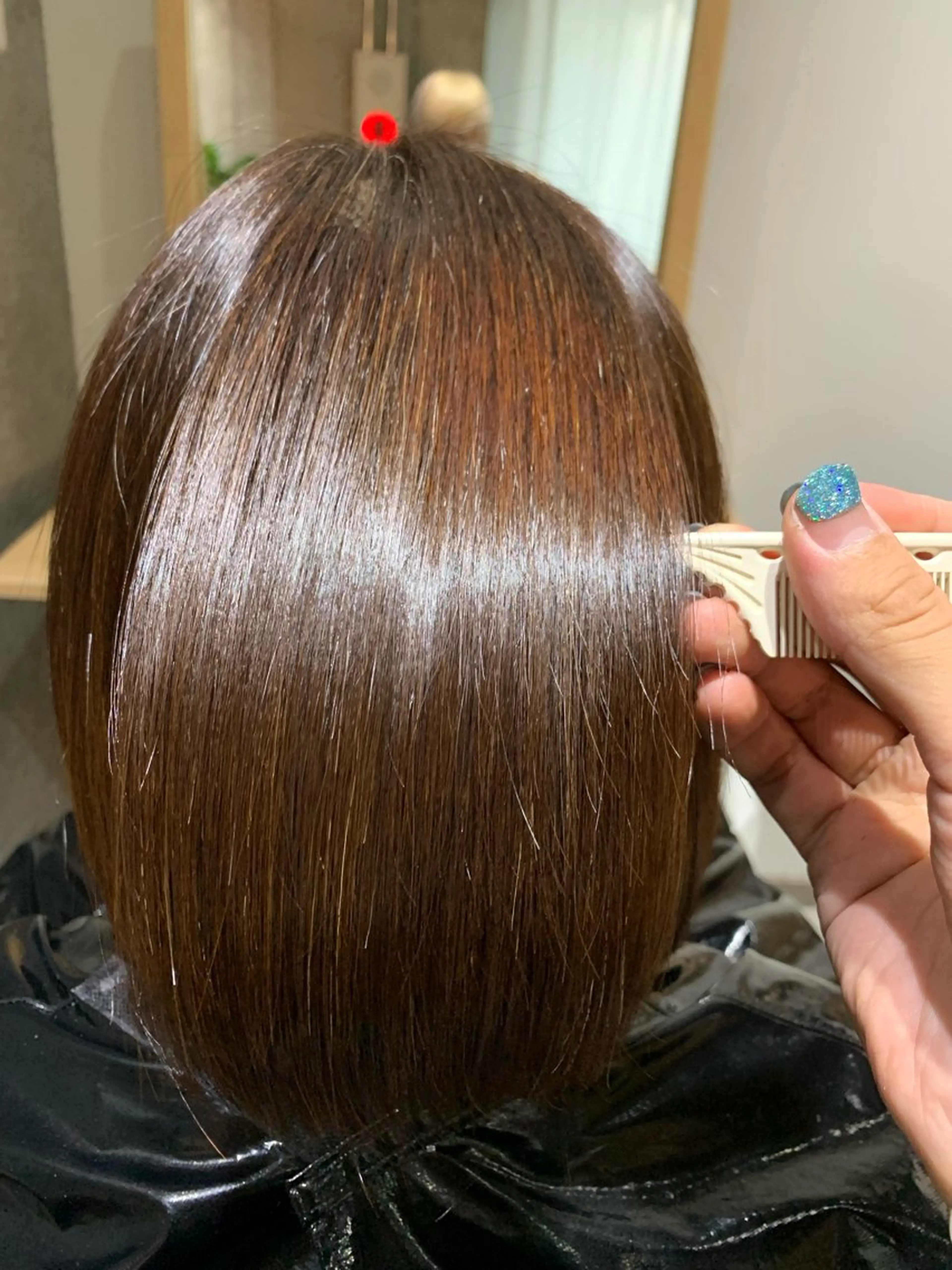 ミディアム カット 縮毛矯正 毛流れが作れる 縮毛矯正/渡部純生のヘアスタイル