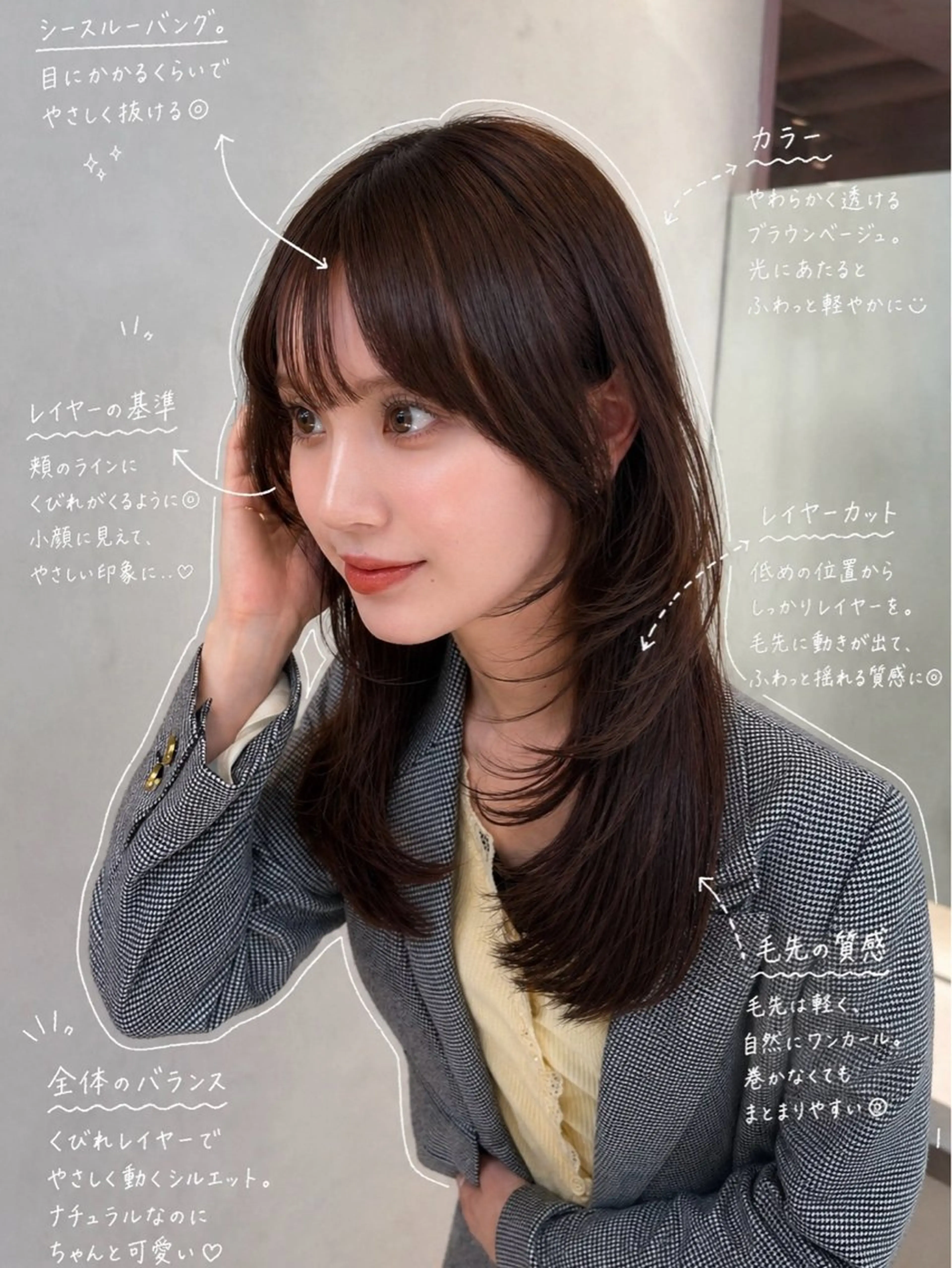 セミロング カラー カット ヘアカラー トリートメント 韓国レイヤー ☁️🫧森ハリス誠一のヘアスタイル