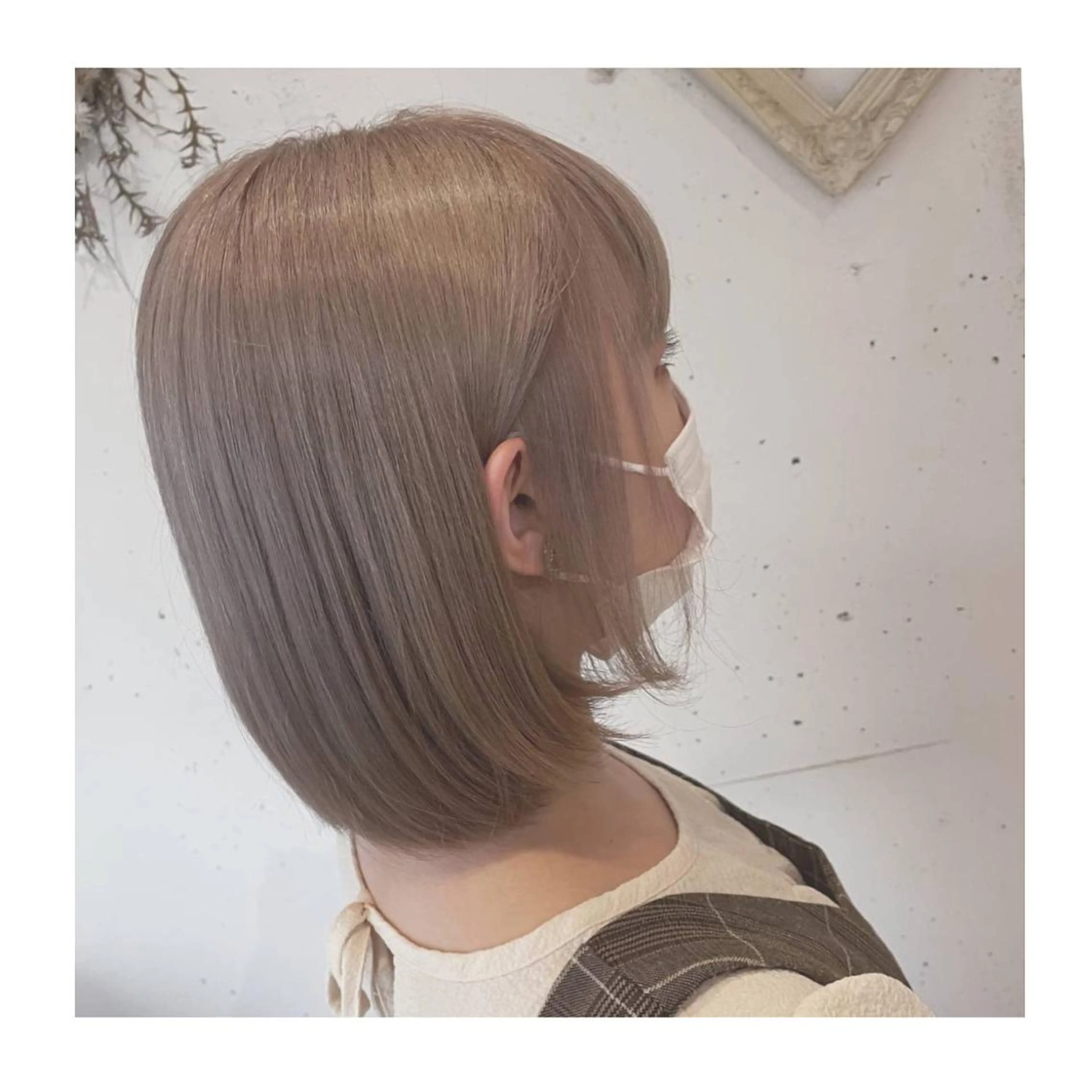 ミディアム カラー ベージュカラー ホワイトベージュ ❁⃘ ち だ り さ ❁⃘のヘアスタイル