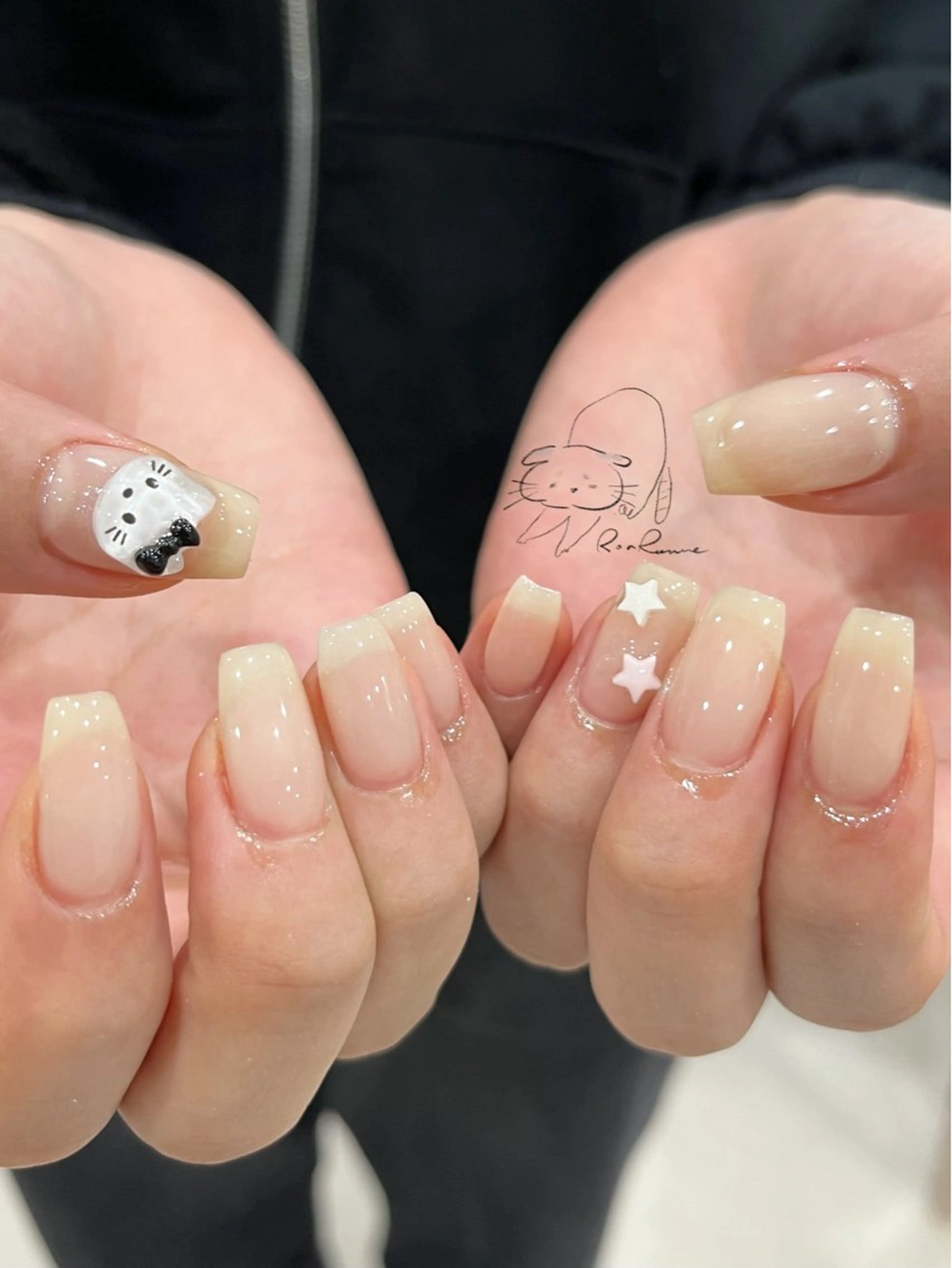 ネイル オーロラネイル 長さ出し フレンチネイル ジェルネイル ミラーネイル ハンドネイル Cho Artネイル所属・ronronne .のネイルデザイン