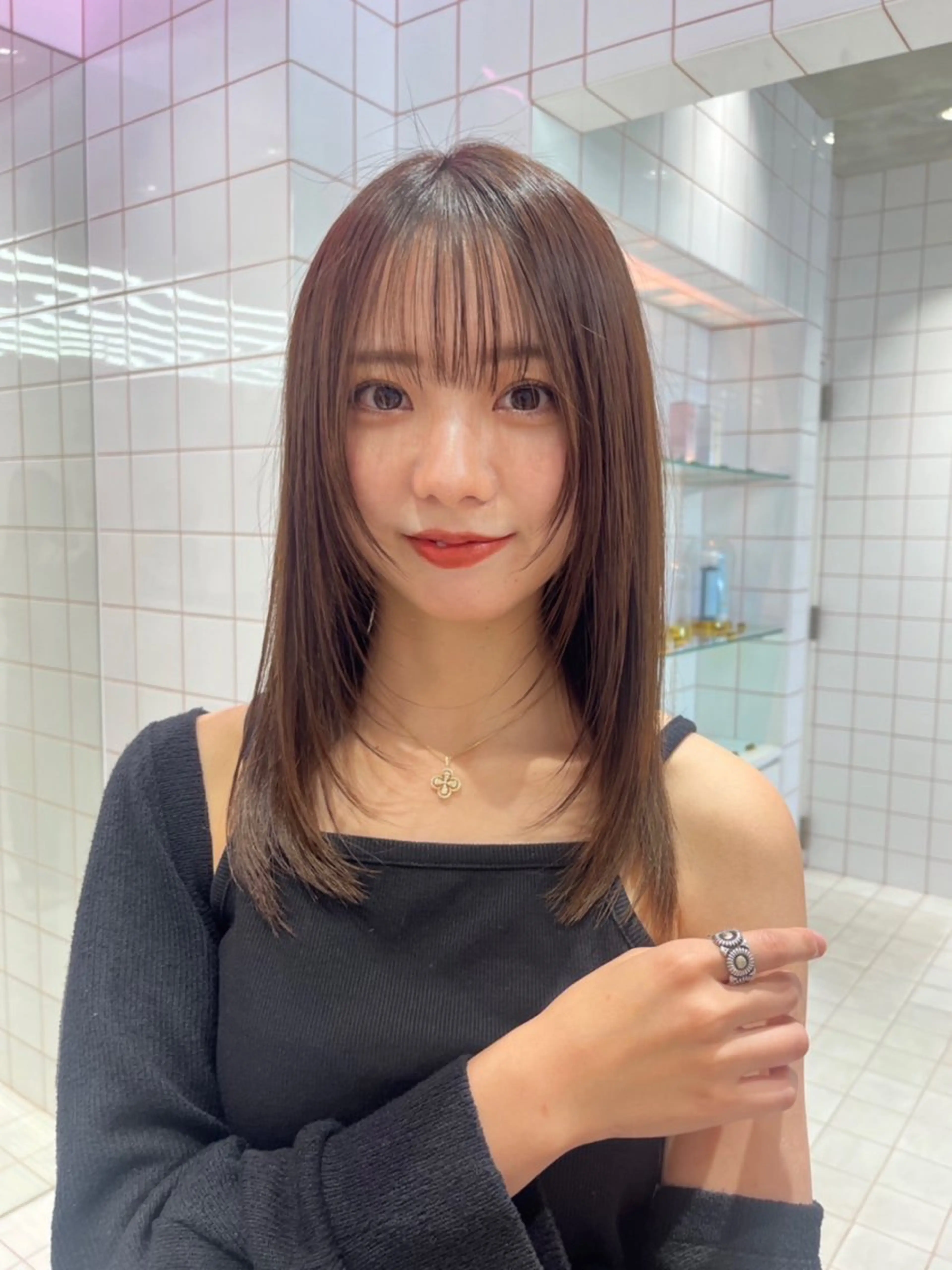 セミロング カット ヘアカラー トリートメント 💎韓国レイヤー/ 髪質改善💎武村侑哉のヘアスタイル