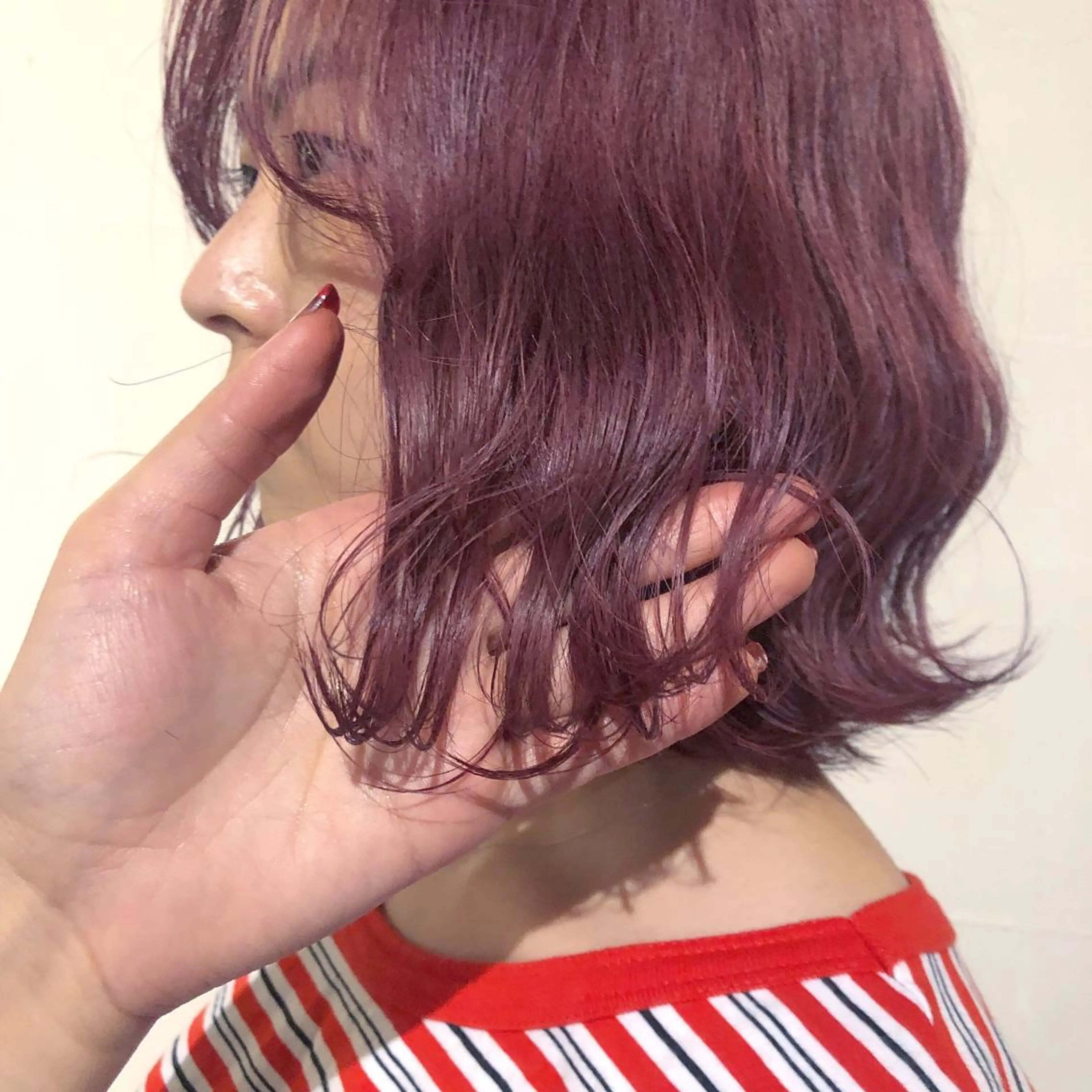 ショート カラー パーマ ヘアアレンジ メンズ キッズ ネイル マツエク・マツパ ラベンダーカラー ラベンダーピンク ピンクカラー カラーマツエク ピンク 天神レイヤーカット No.1💖マユカのヘアスタイル