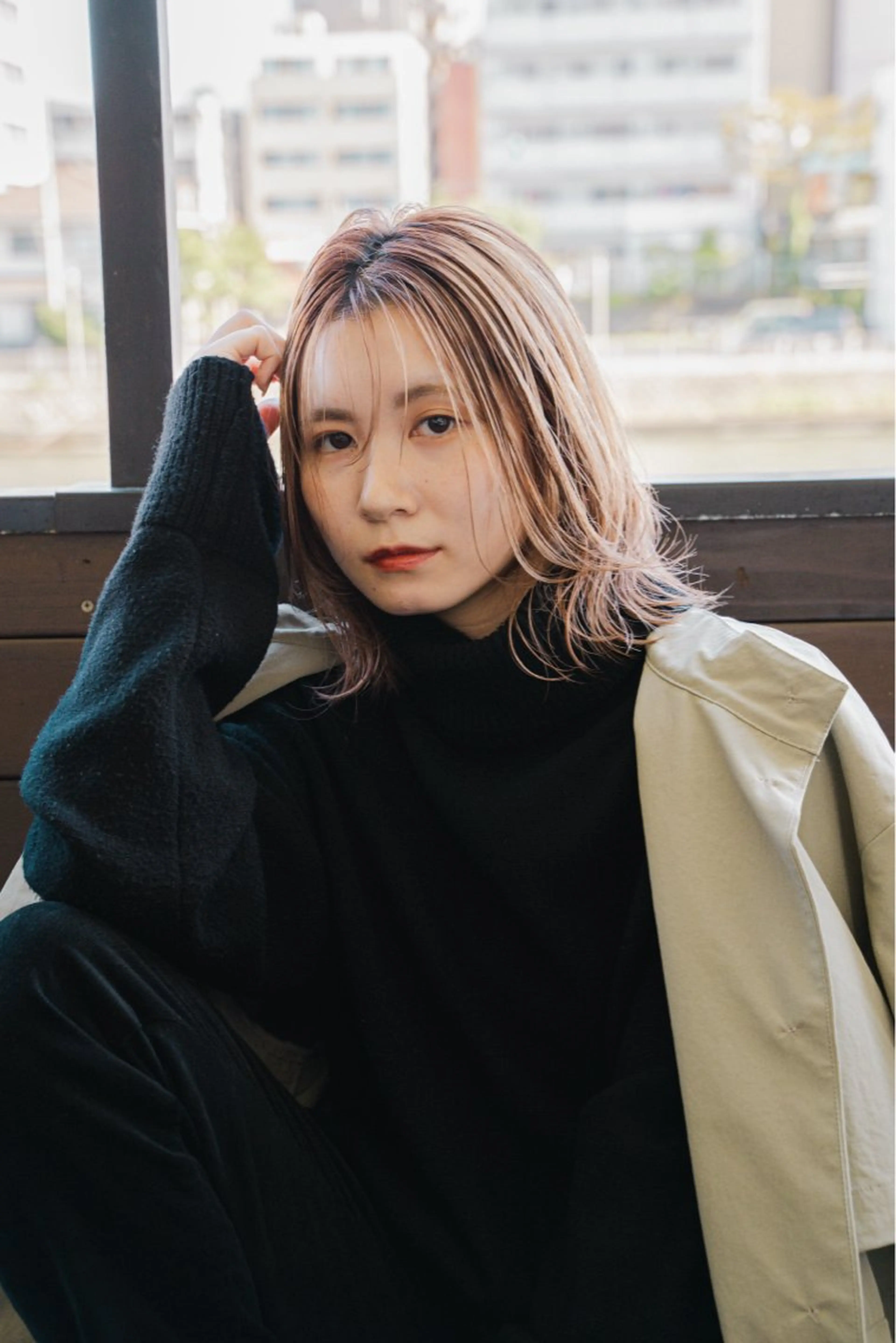 ミディアム カラー カンノ シュンのヘアスタイル