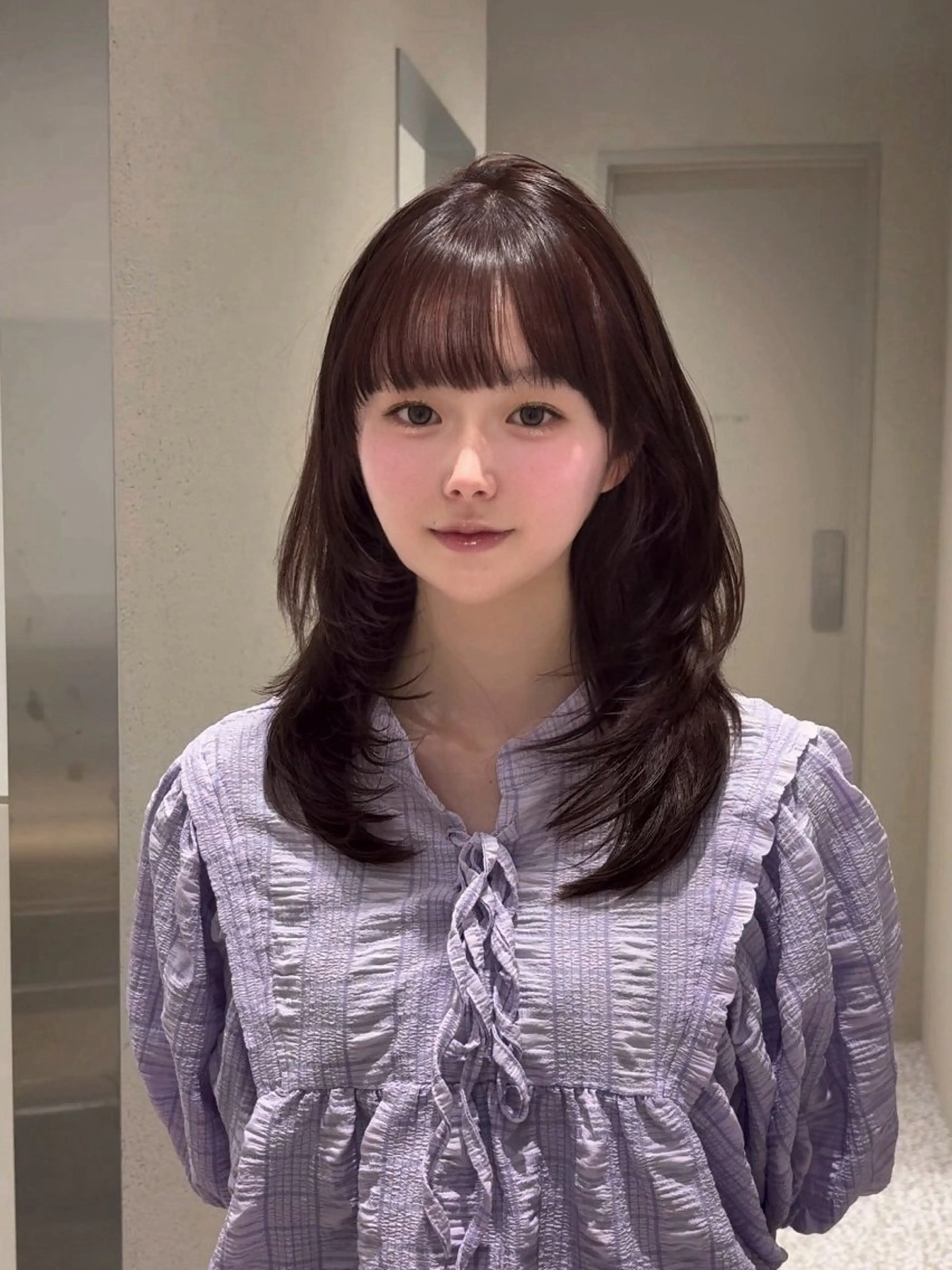 ミディアム カラー ブリーチ ブラウンカラー ダブルカラー モカブラウン ブリーチなしカラー 🩵福岡ブリーチなし レイヤー/紫音🩵のヘアスタイル