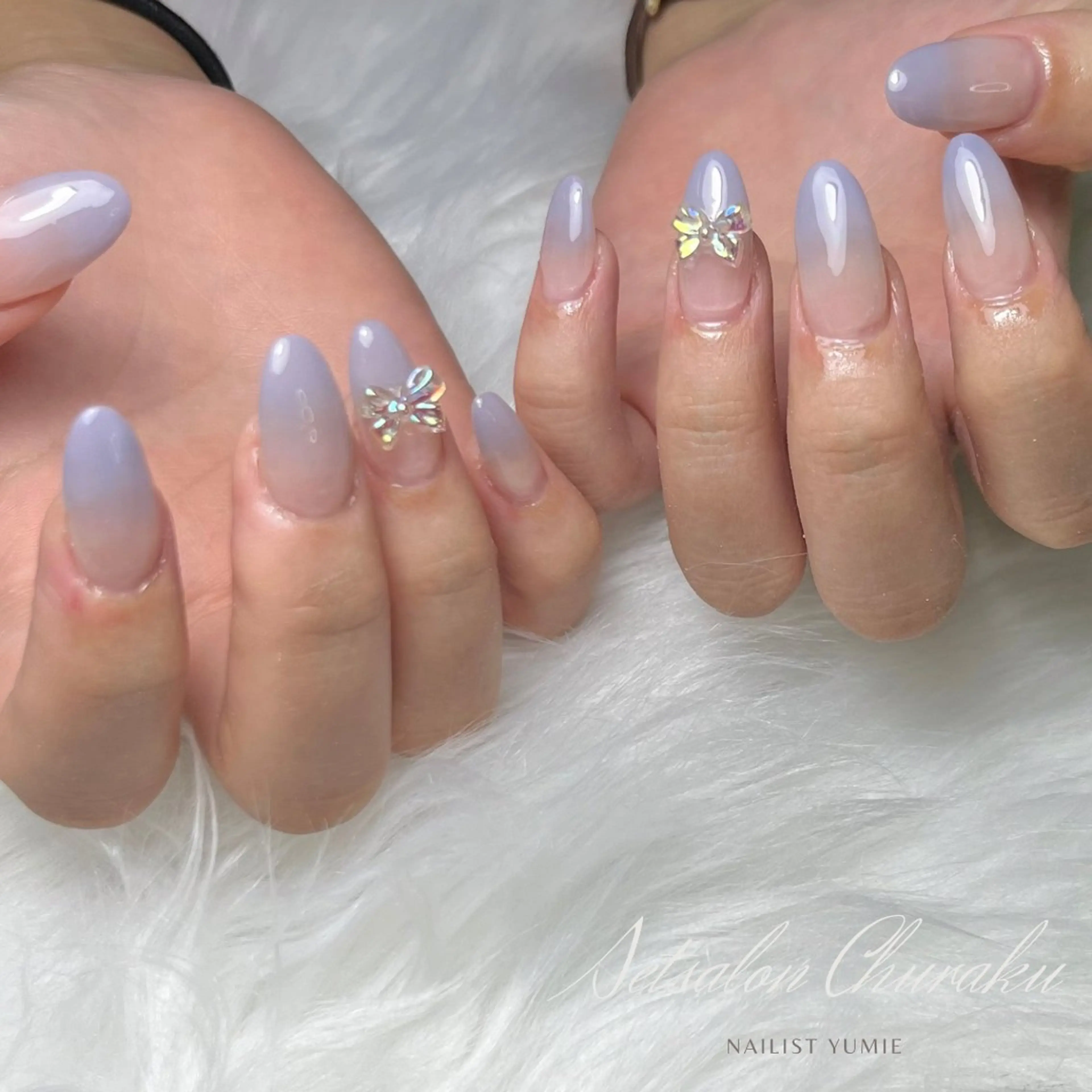 ネイル ブルー 長さ出し ネイルチップ ハンドネイル NAILSALON en+沖縄市美原のネイルデザイン